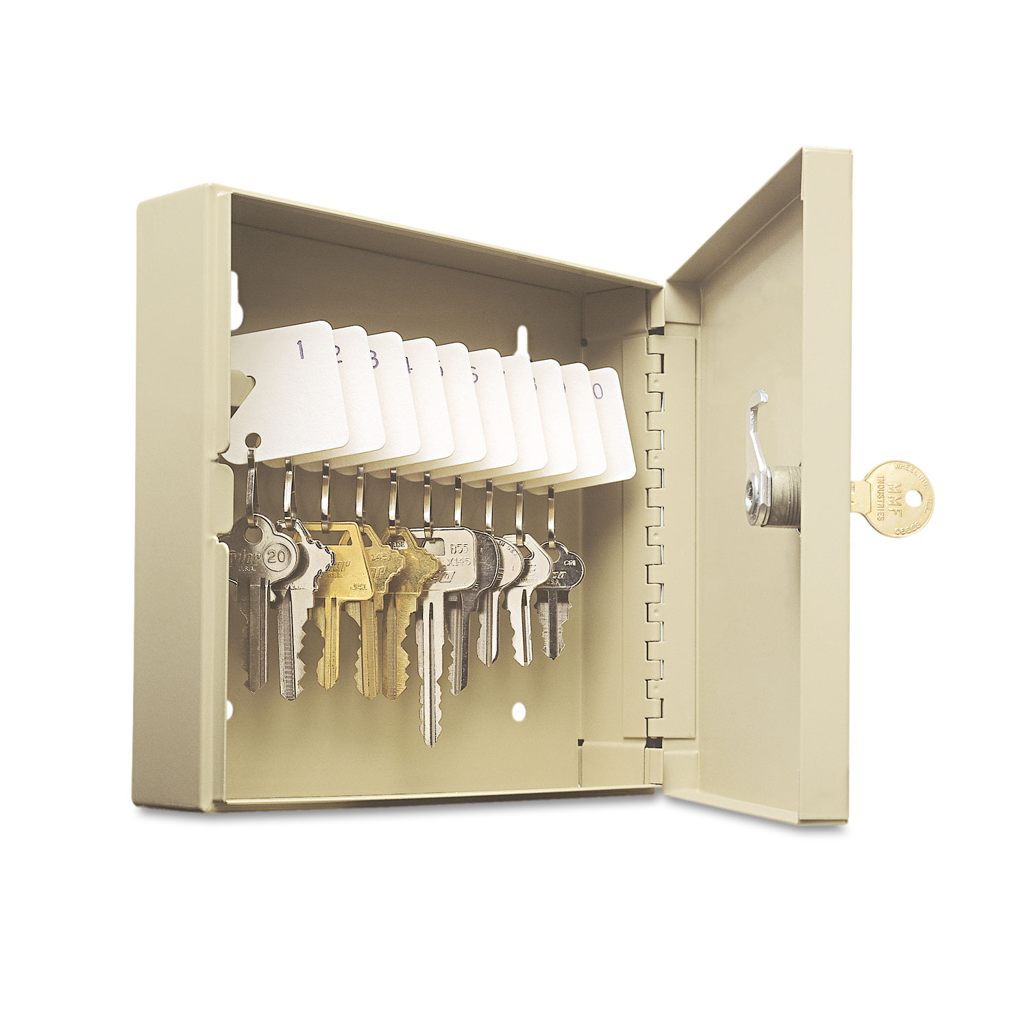  SteelMaster 201901003 Uni-Tag Key Cabinet, 10-Key, Steel, Sand, 6 7/8” x 2” x 6 3/4” (MMF201901003) 