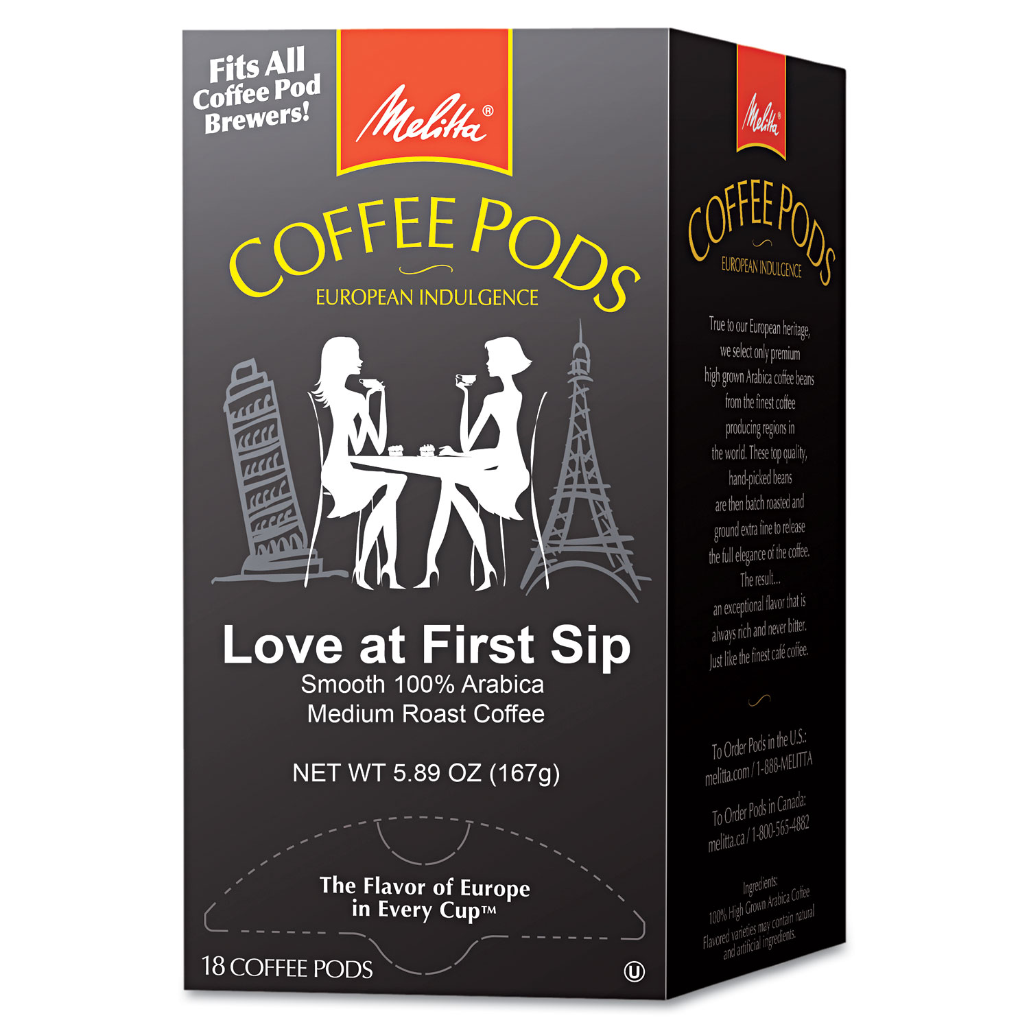  Melitta 75415 Coffee Pods, Love at First Sip (Medium Roast), 18 Pods/Box (MLA75415) 