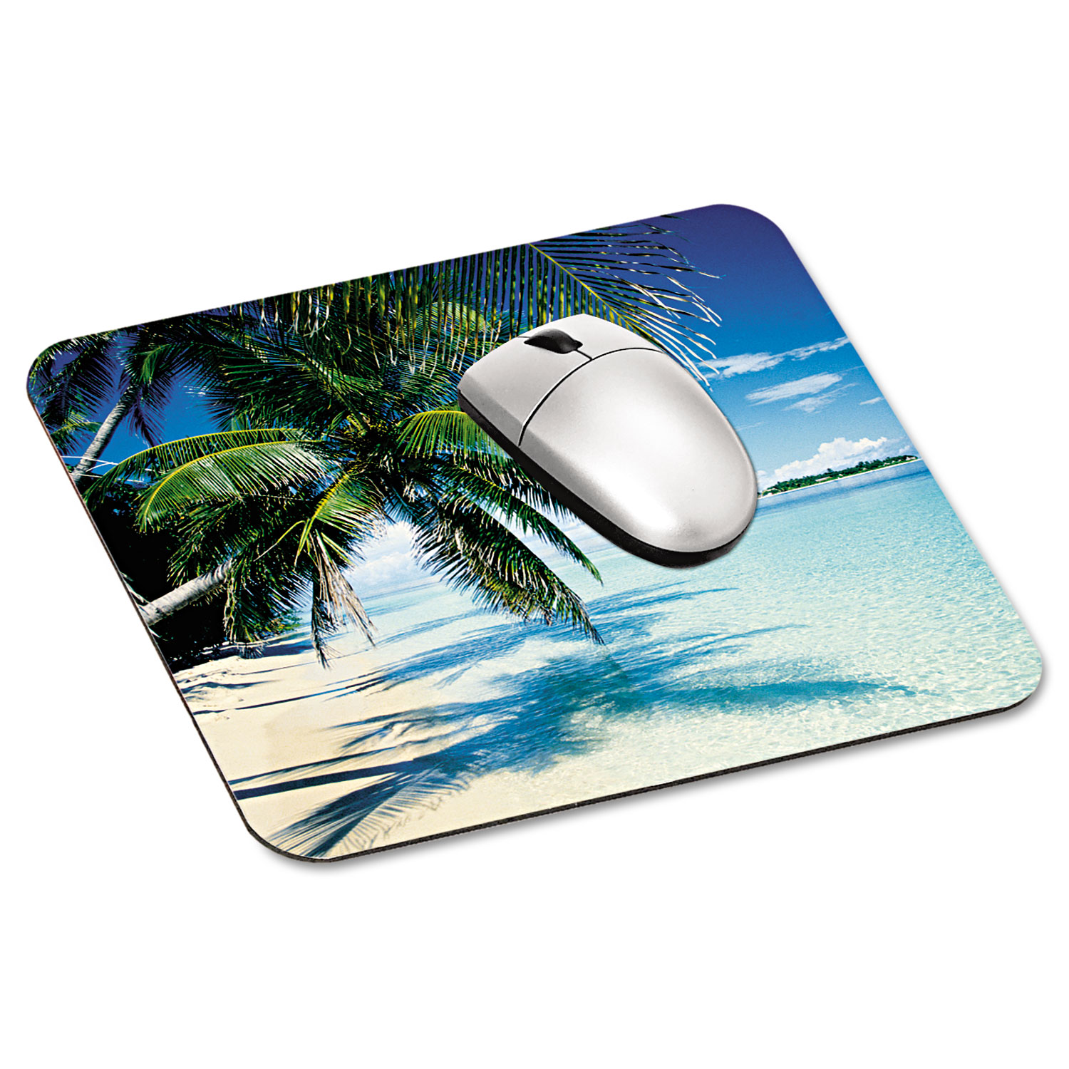 Mouse Pad with Precise Mousing Surface, 9 x 8 x 1/8, Beach Design