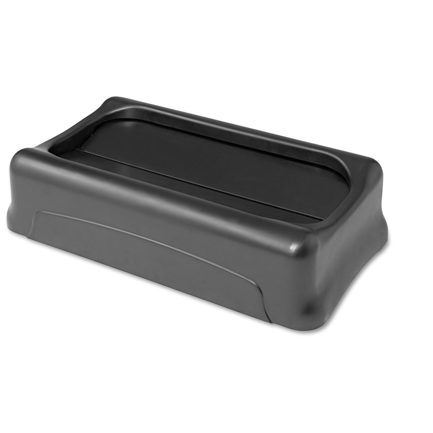 Swing Top Lid for Slim Jim Waste Containers, 11.38w x 20.5d x 5h, Plastic, Black