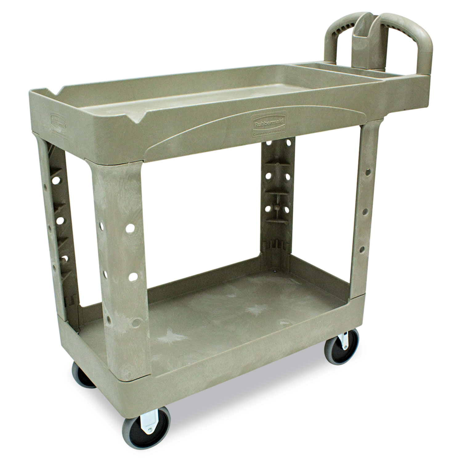 Heavy-Duty Utility Cart, Two-Shelf, 17-1/8w x 38-1/2d x 38-7/8h, Beige
