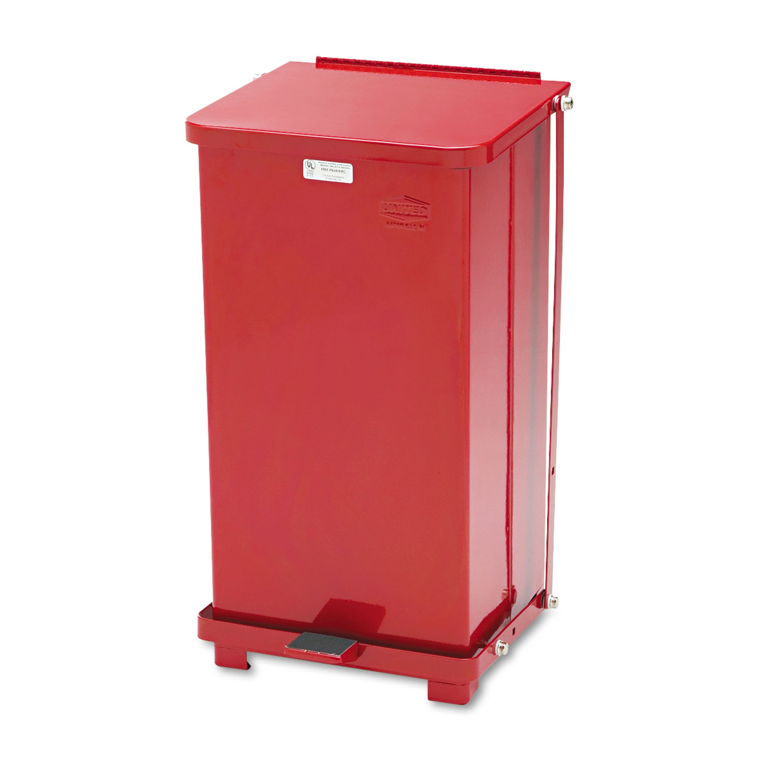  Rubbermaid Commercial FGST12EPLRD Defenders Biohazard Step Can, Square, Steel, 12 gal, Red (RCPST12EPLRD) 