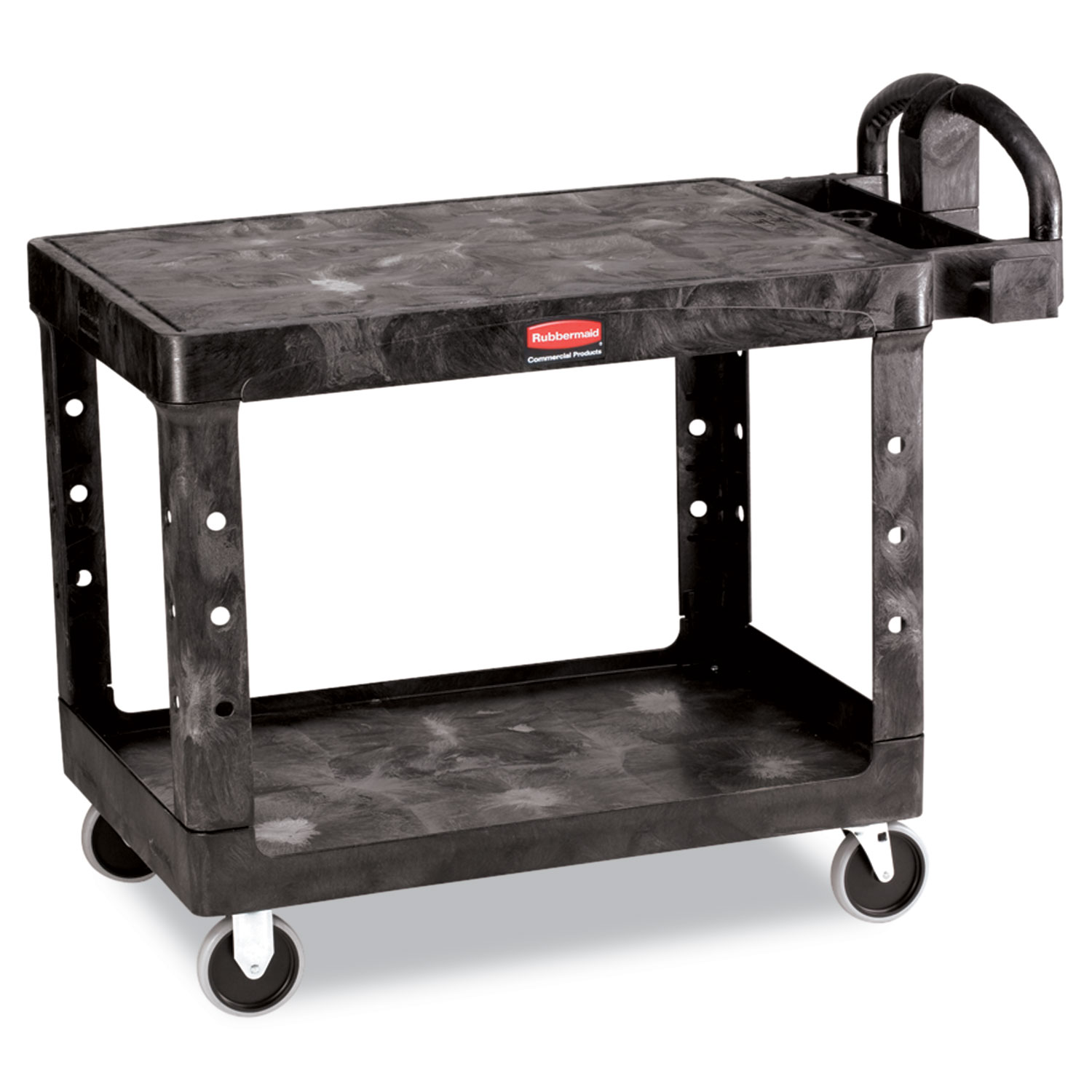  Rubbermaid Commercial FG452500BLA Flat Shelf Utility Cart, Two-Shelf, 25.25w x 44d x 38.13h, Black (RCP452500BK) 