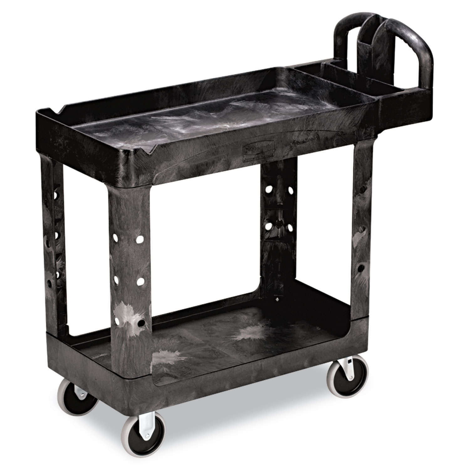 Heavy-Duty Utility Cart, Two-Shelf, 17-1/8w x 38-1/2d x 38-7/8h, Black