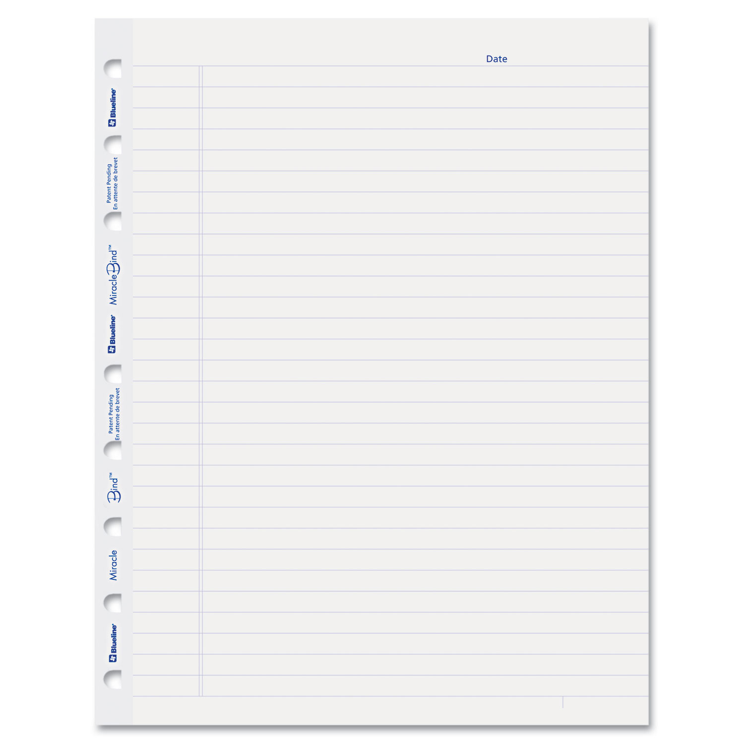 MiracleBind Ruled Paper Refill Sheets, 9-1/4 x 7-1/4, White, 50 Sheets/Pack