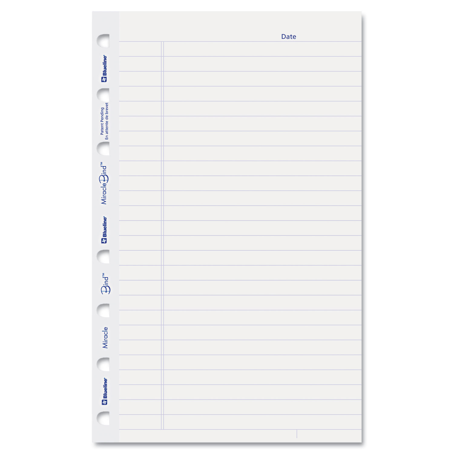 MiracleBind Ruled Paper Refill Sheets, 8 x 5, White, 50 Sheets/Pack