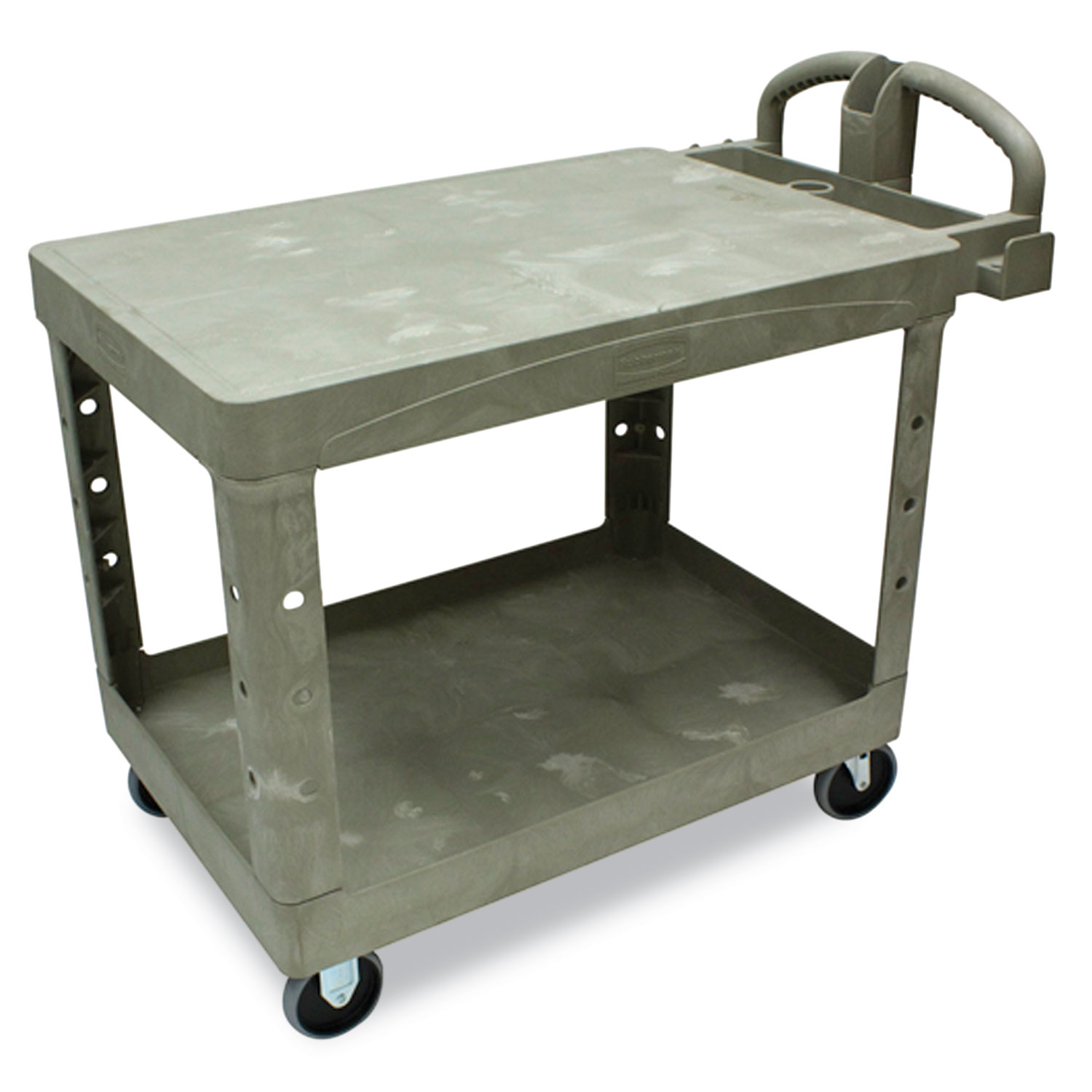  Rubbermaid Commercial FG452500BEIG Flat Shelf Utility Cart, Two-Shelf, 25.25w x 44d x 38.13h, Beige (RCP452500BG) 