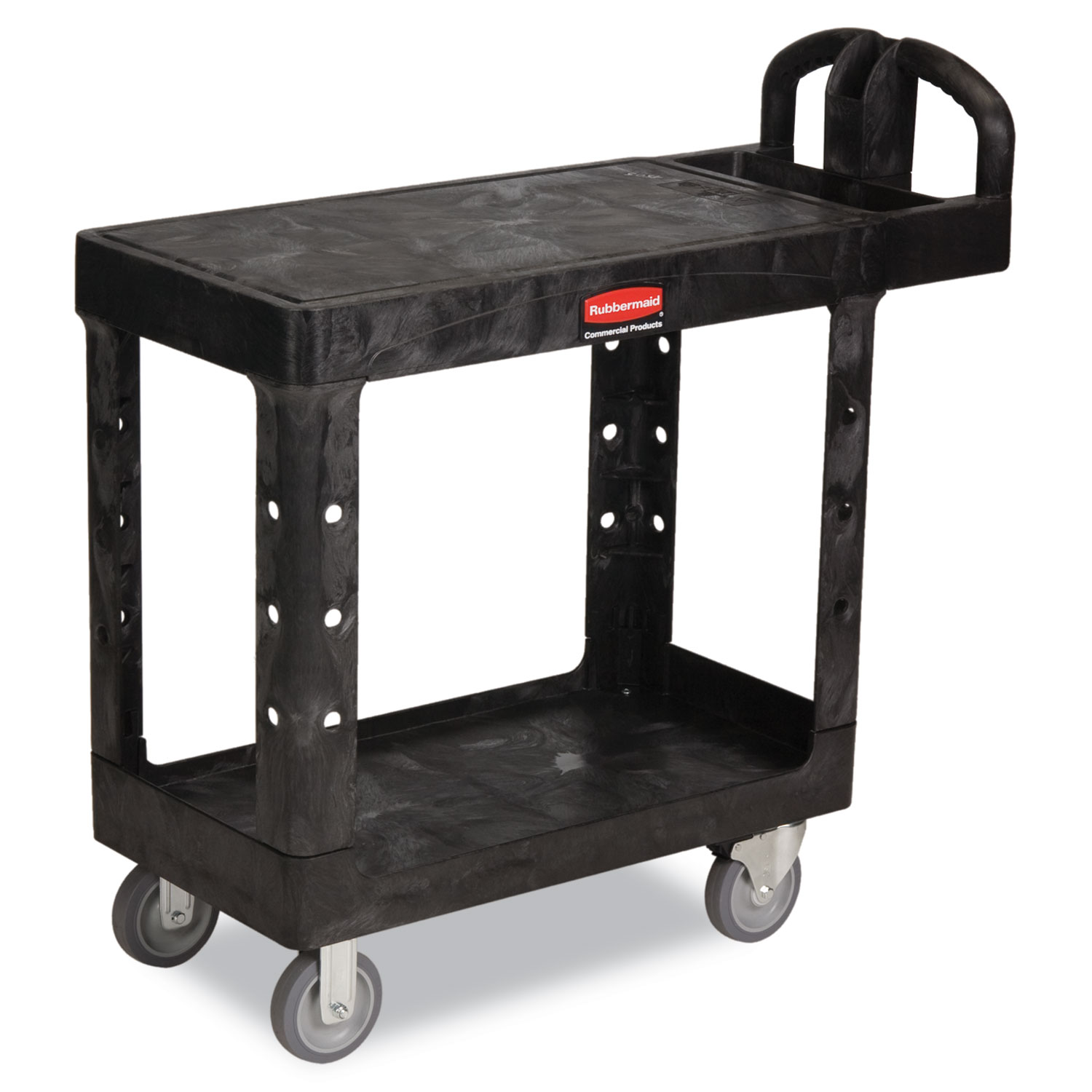  Rubbermaid Commercial FG450500BLA Flat Shelf Utility Cart, Two-Shelf, 19.19w x 37.88d x 33.33h, Black (RCP450500BK) 