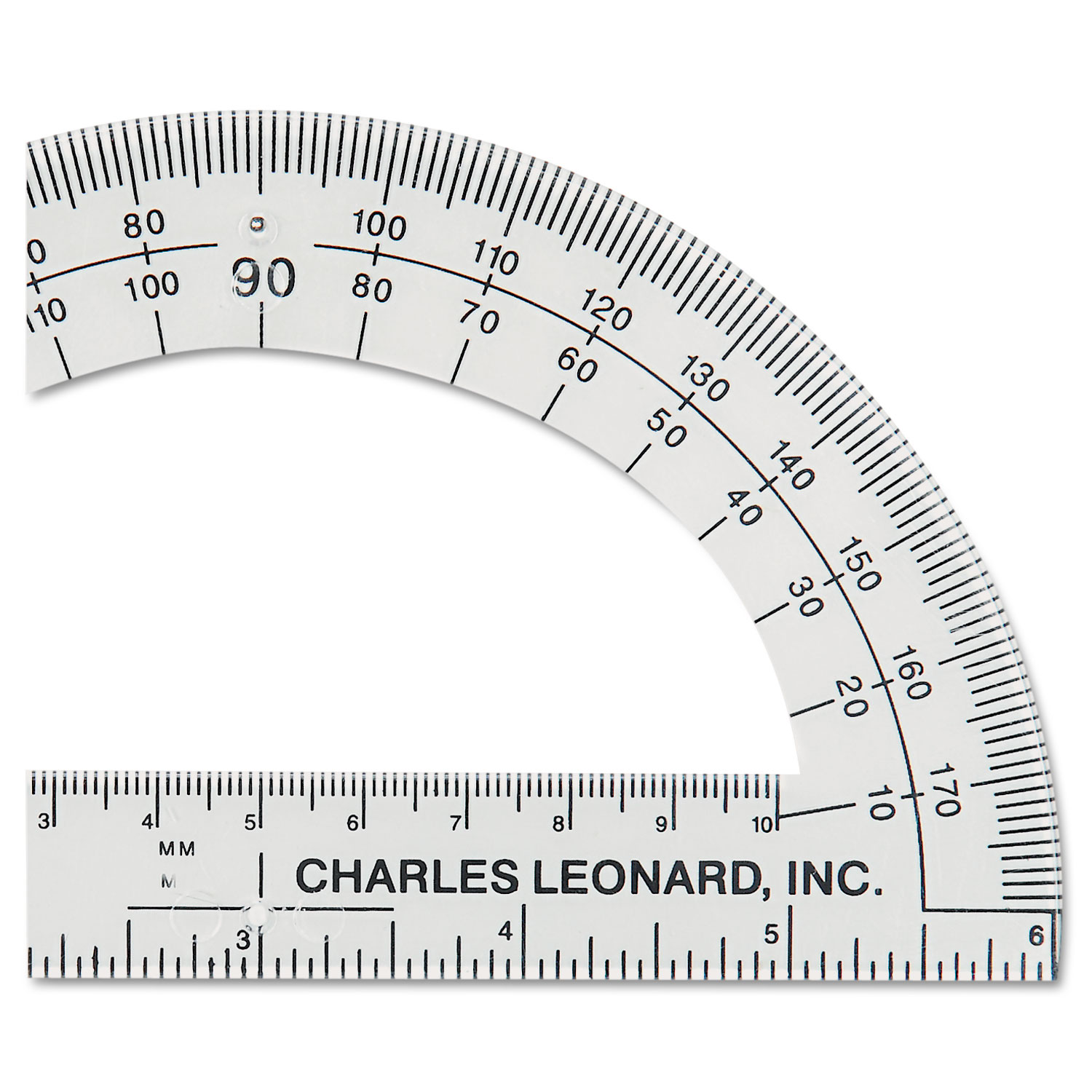 Dozen 6 Ruler Edge Clear Plastic Charles Leonard 77106 Open Center Protractor 