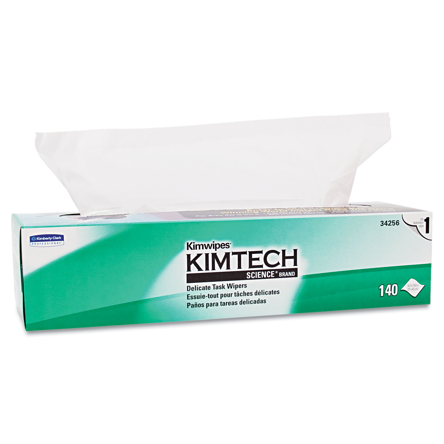  Kimtech 34256 Kimwipes Delicate Task Wipers, 1-Ply, 16 3/5 x 16 5/8, 140/Box (KCC34256BX) 