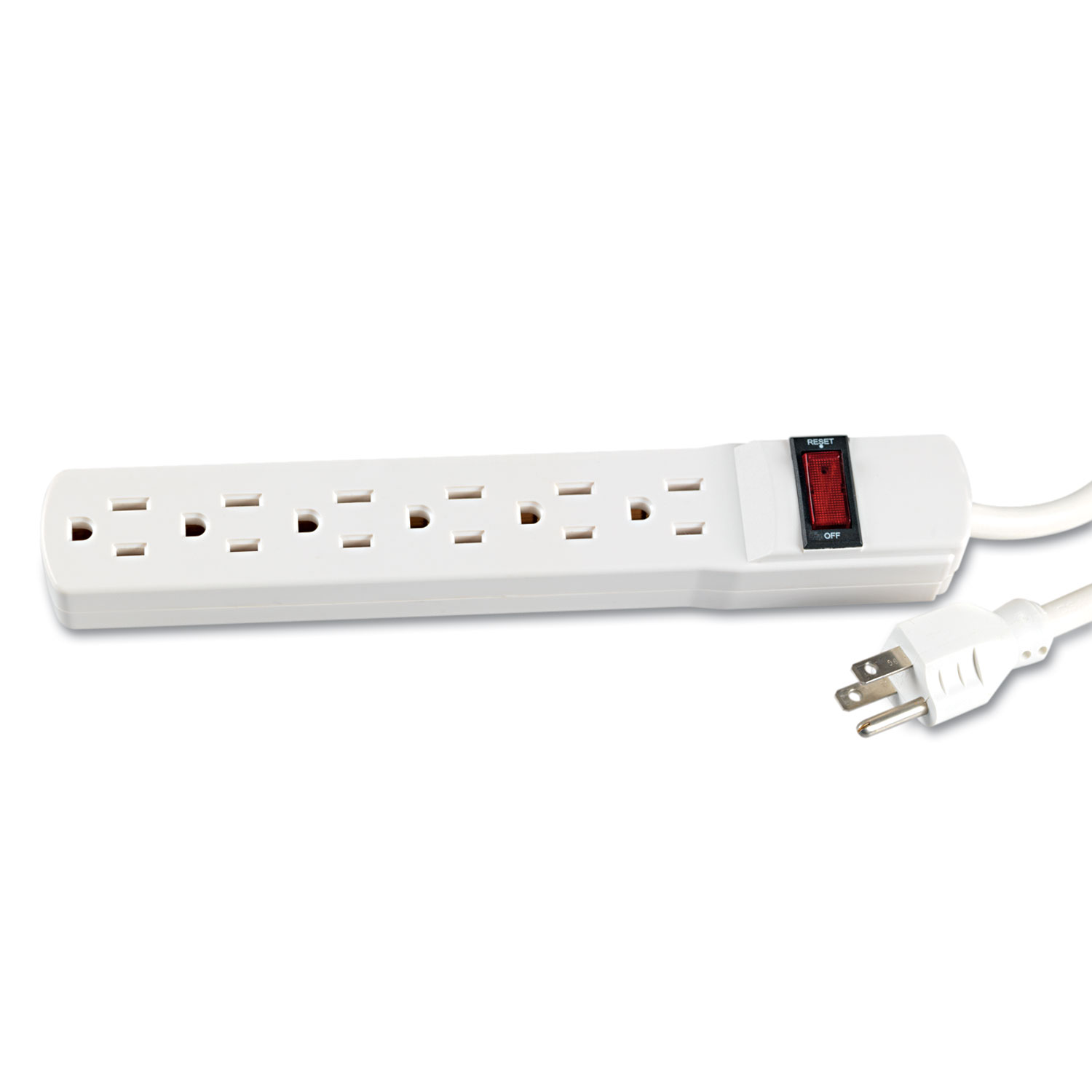 Power Strip, 6 Outlets, 6 ft Cord, Ivory - Zerbee