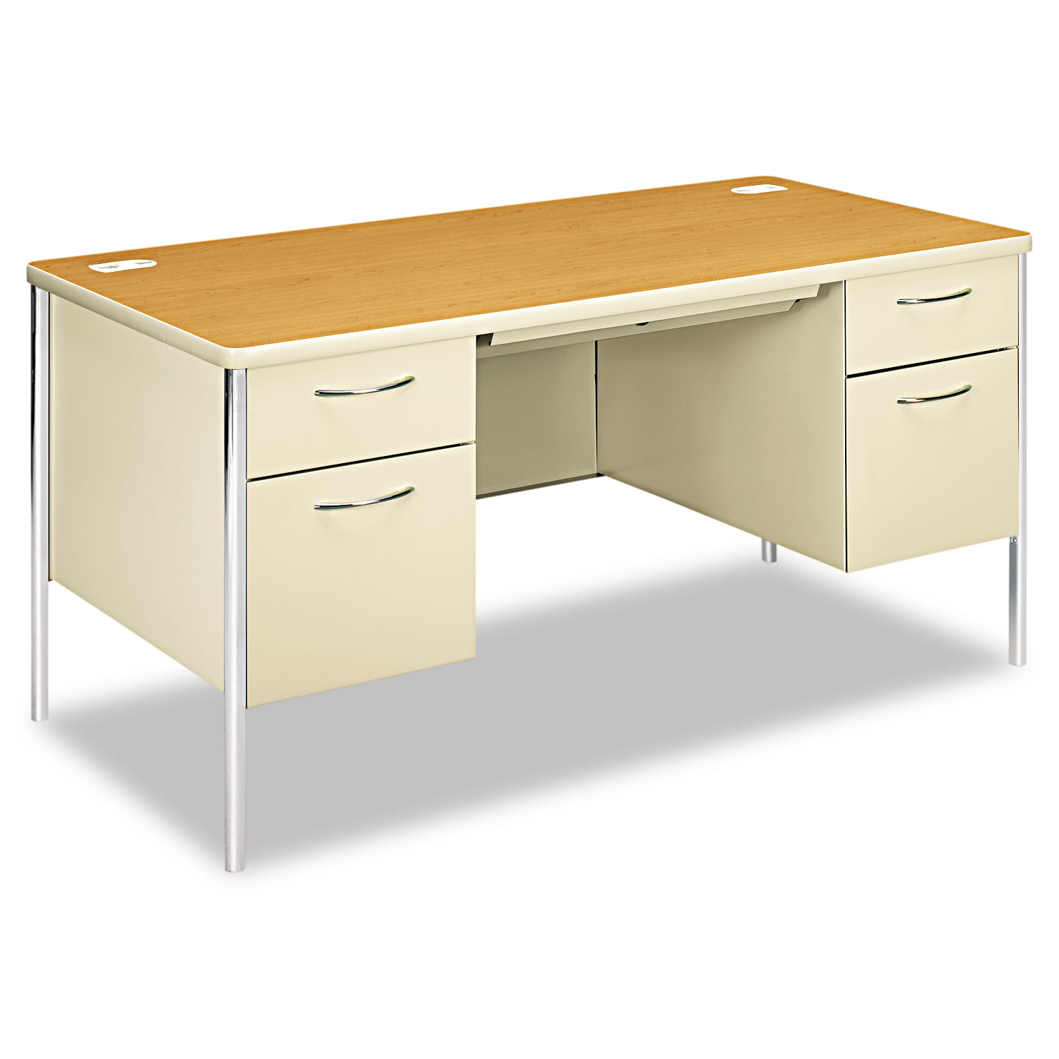  HON H88962.C.L Mentor Series Double Pedestal Desk, 60w x 30d x 29.5h, Harvest/Putty (HON88962CL) 