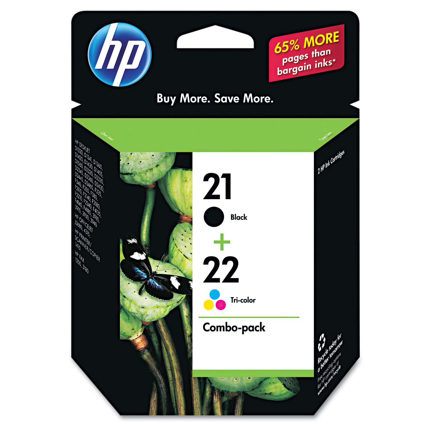  HP C9509FN HP 21 Black/HP 22 Tri-Color (C9509FN) 2-pack Original Ink Cartridges (HEWC9509FN) 
