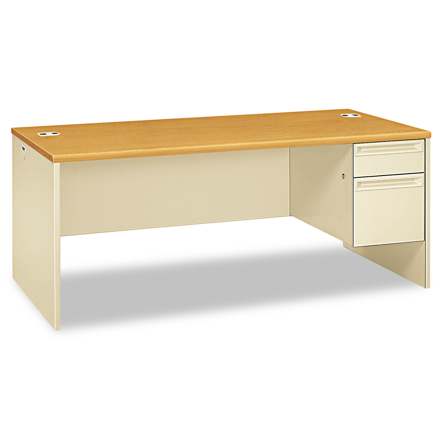  HON H38293R.C.L 38000 Series Right Pedestal Desk, 72w x 36d x 29.5h, Harvest/Putty (HON38293RCL) 