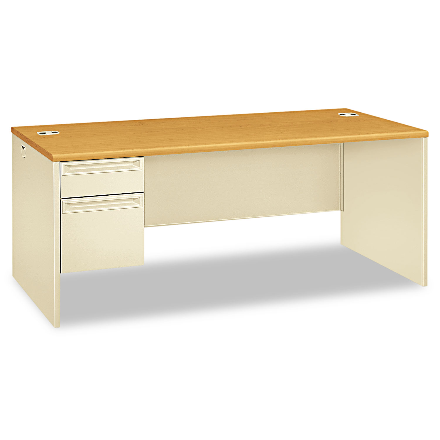  HON H38294L.C.L 38000 Series Left Pedestal Desk, 72w x 36d x 29.5h, Harvest/Putty (HON38294LCL) 