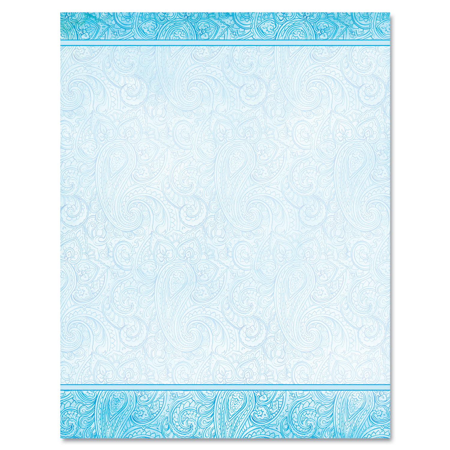 Design Suite Paper, 24 lb, Aqua Paisley, 8 1/2 x 11, 100/Pack