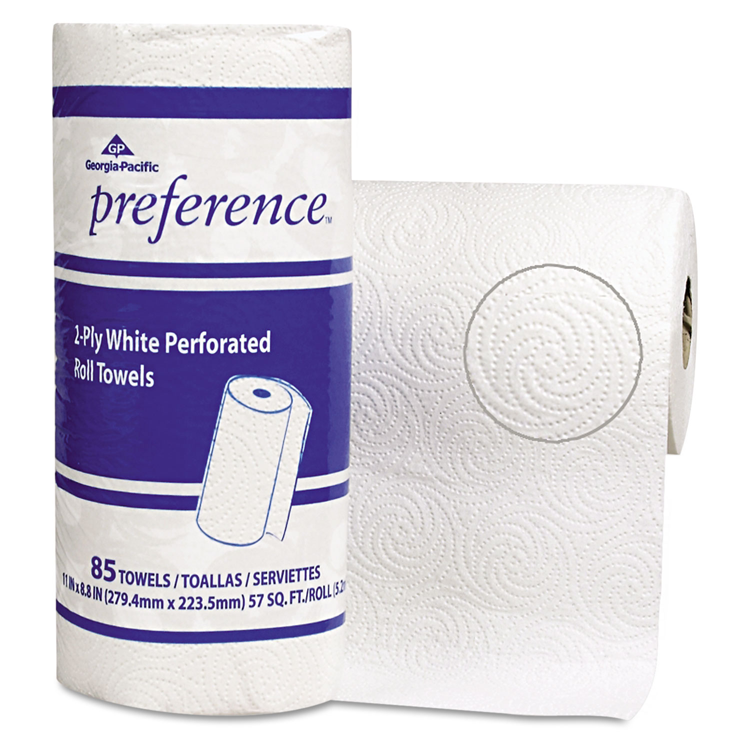 Perforated Paper Towel Roll, 11 x 8 4/5, White, 85/Roll, 15 Rolls/Carton