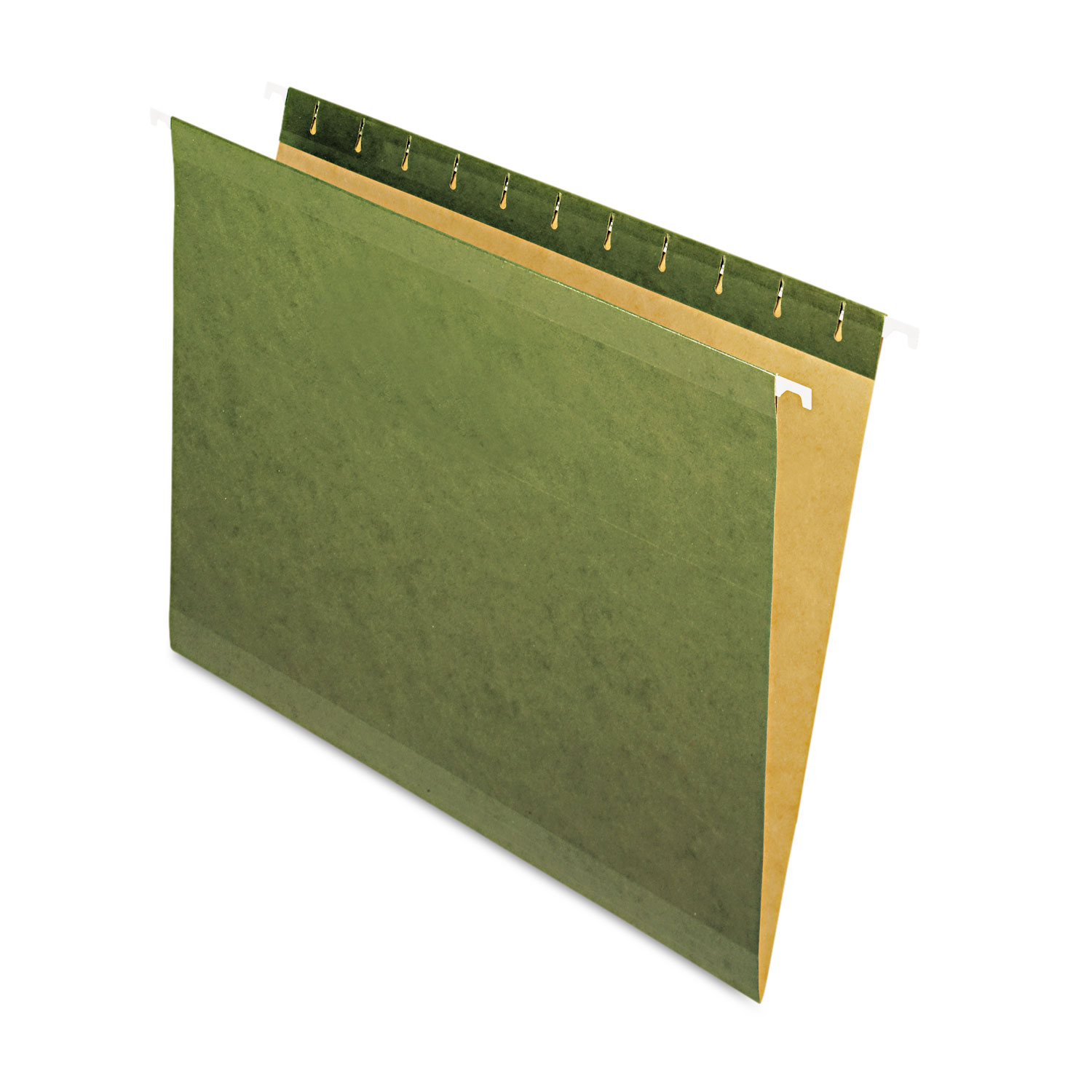 Hanging File Folders, No Tabs, Letter, Standard Green, 25/Box