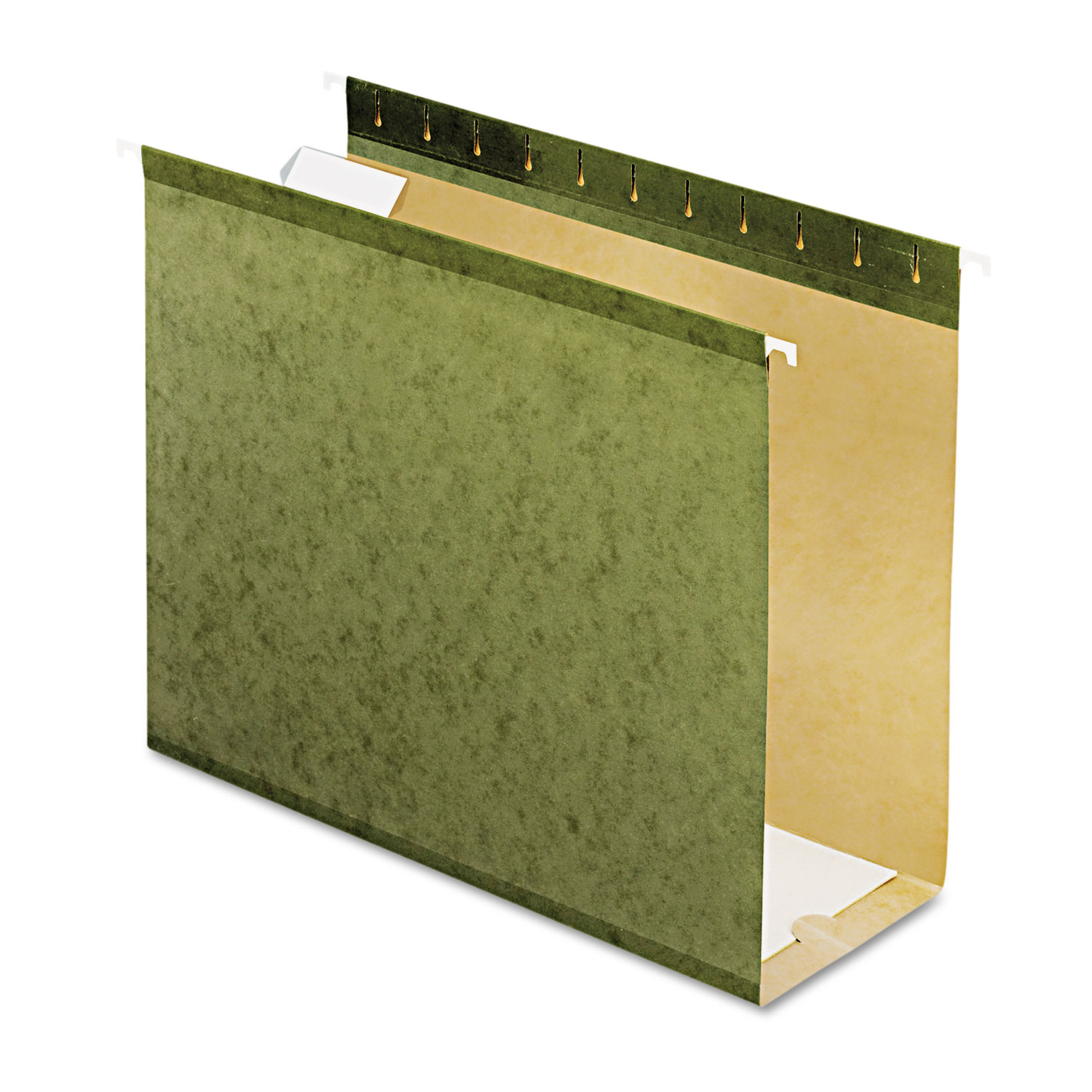 Reinforced 4 Extra Capacity Hanging Folders, Letter, Standard Green, 25/Box