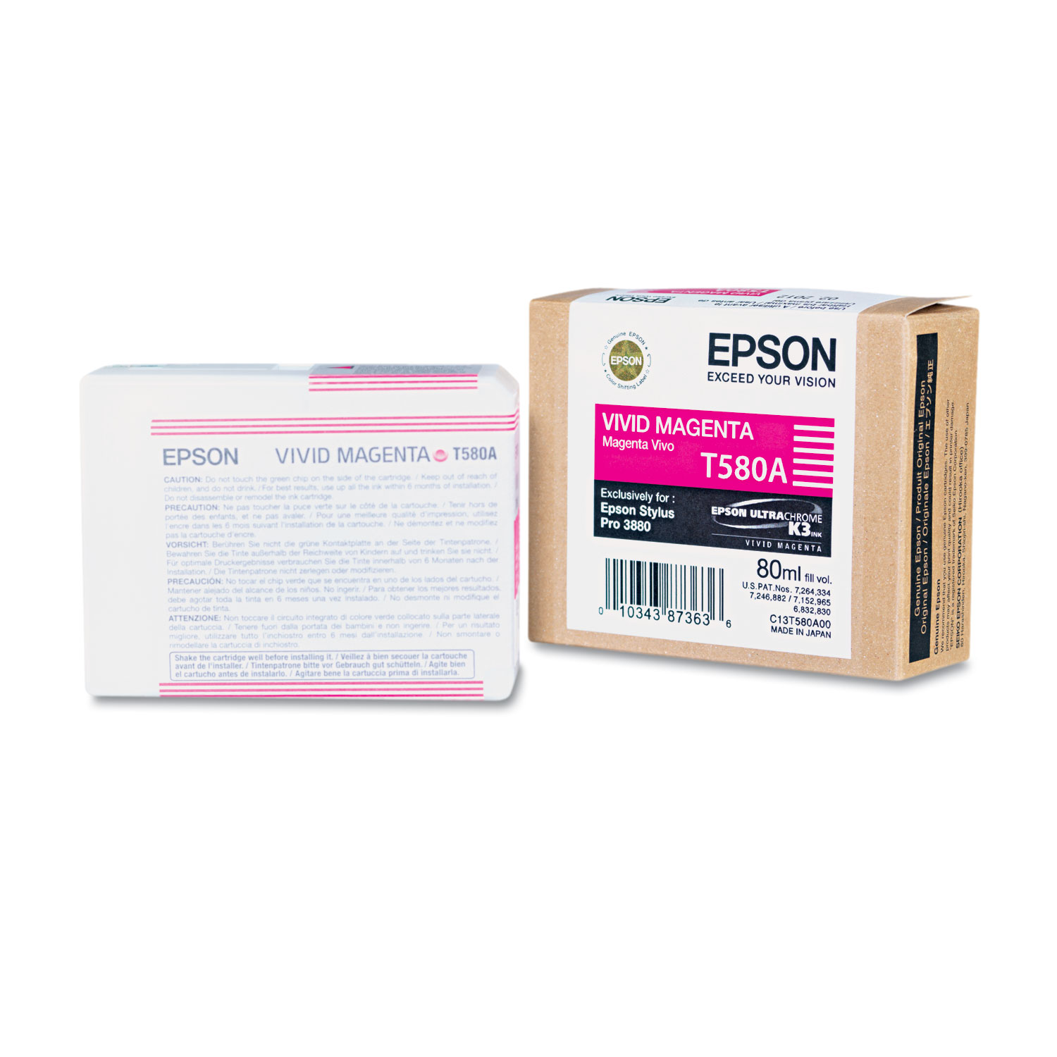  Epson T580A00 T580A00 UltraChrome K3 Ink, Vivid Magenta (EPST580A00) 