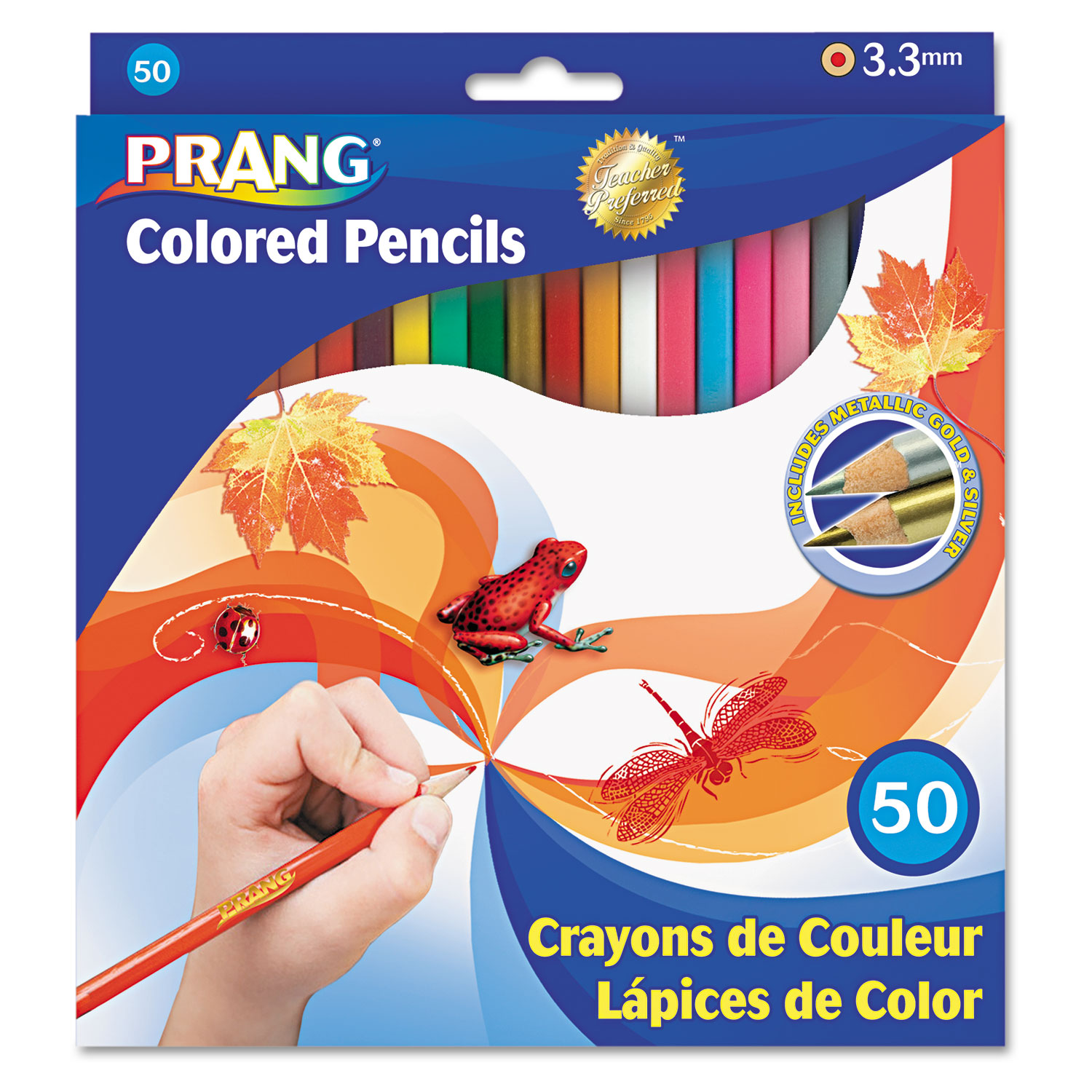  Prang 22480 Colored Pencil Sets, 3.3 mm, 2B (#1), Assorted Lead/Barrel Colors, 50/Pack (DIX22480) 