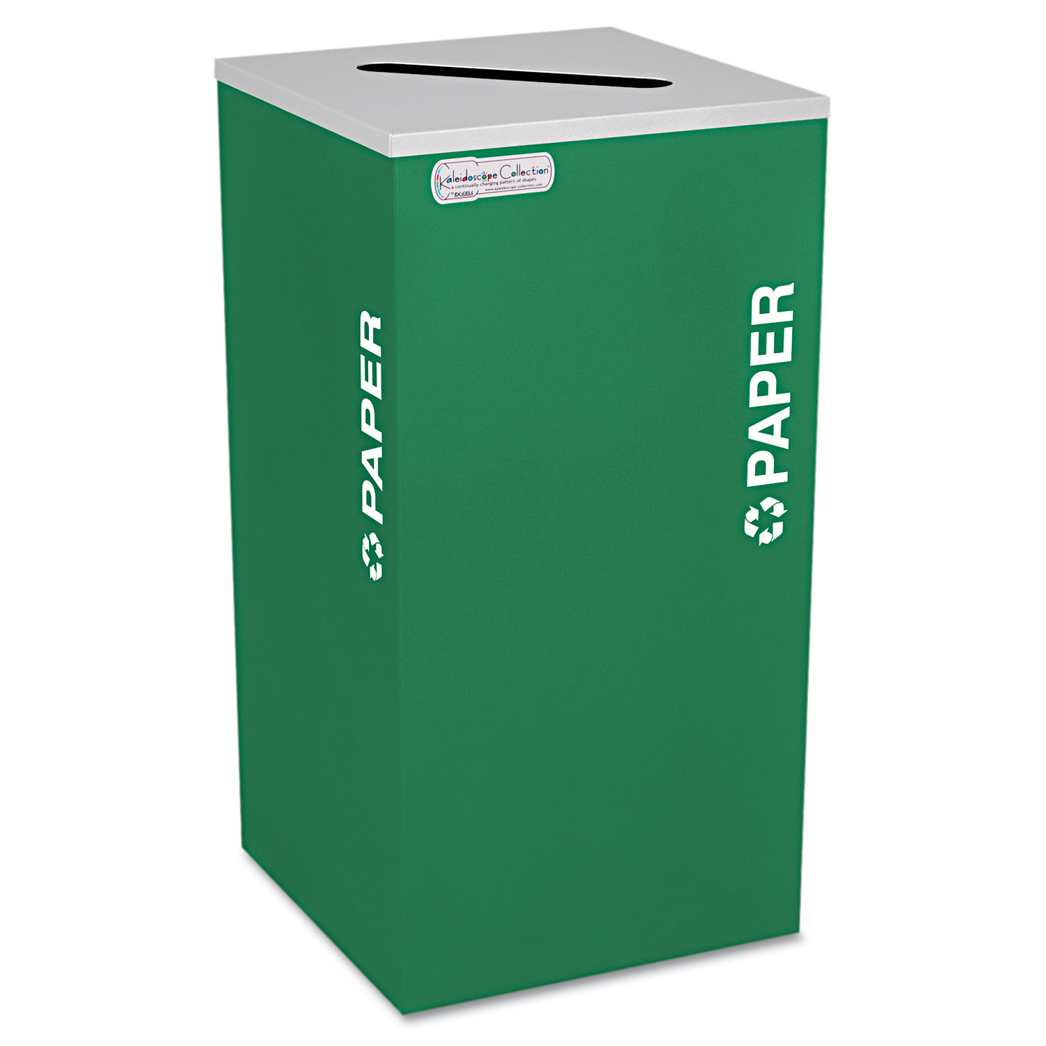 Kaleidoscope Collection Paper-Recycling Receptacle, 24gal, Emerald Green