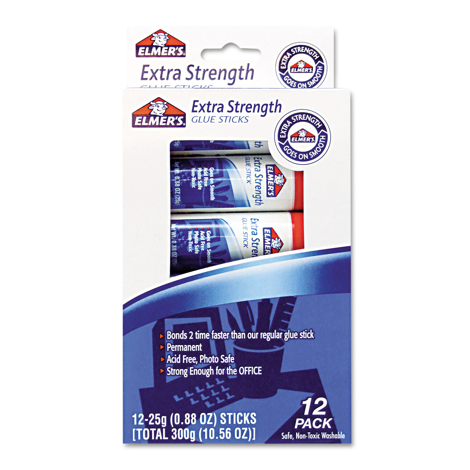 Extra-Strength Office Glue Sticks, 0.88 oz, 12/Pack