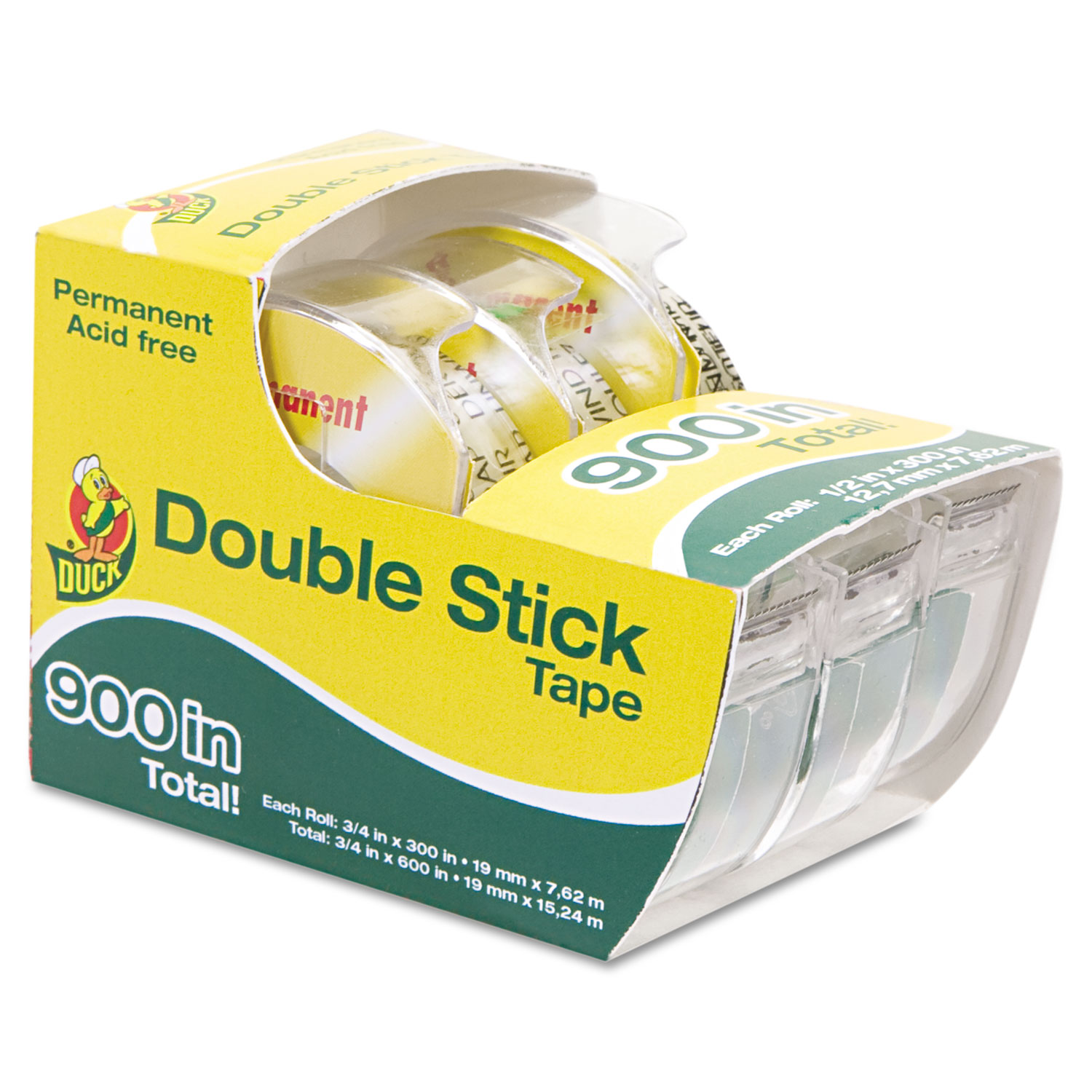 Permanent Double-Stick Tape, 1/2 x 300, 1 Core, Clear