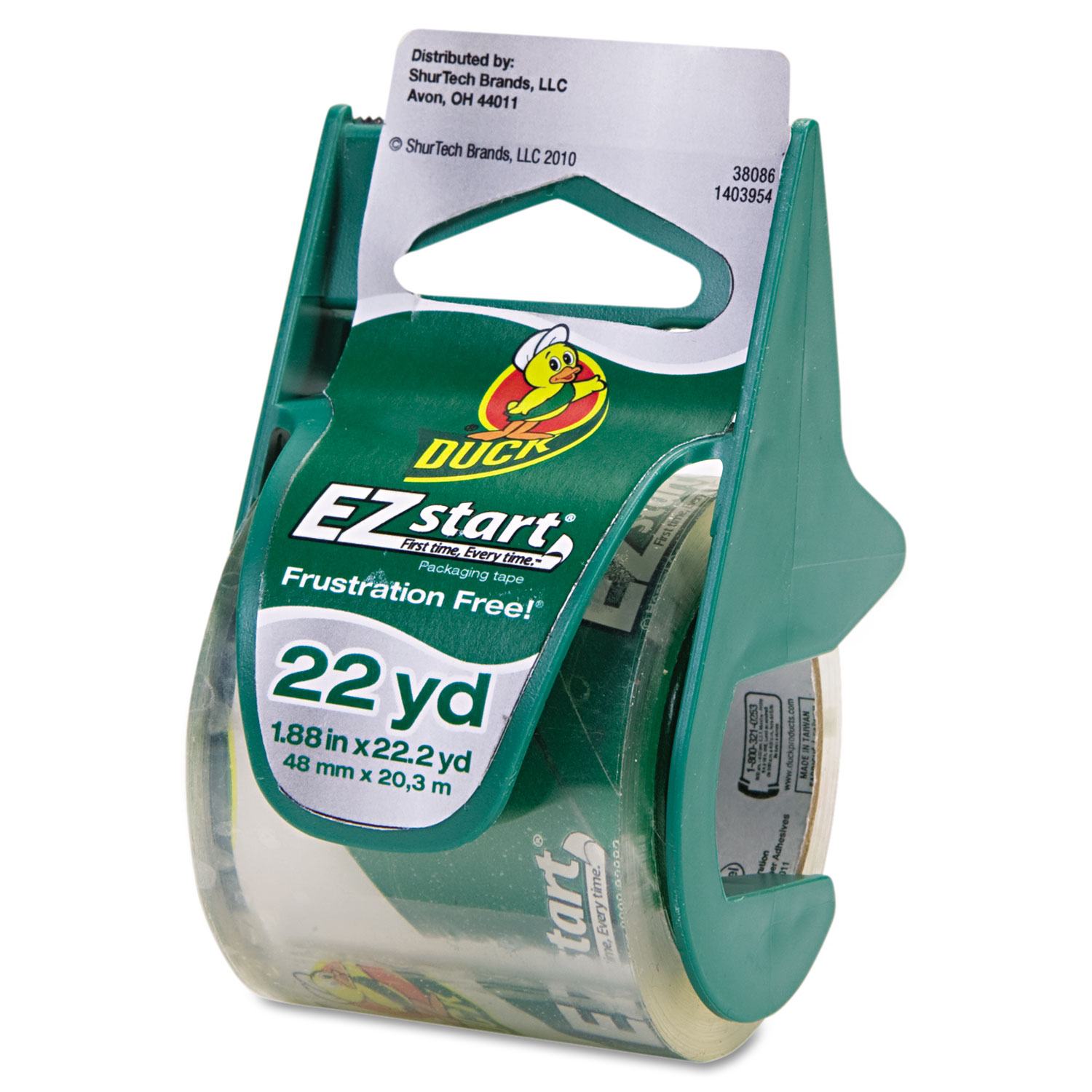 EZ Start Carton Sealing Tape/Dispenser, 1.88 x 22.2yds, 1 1/2 Core