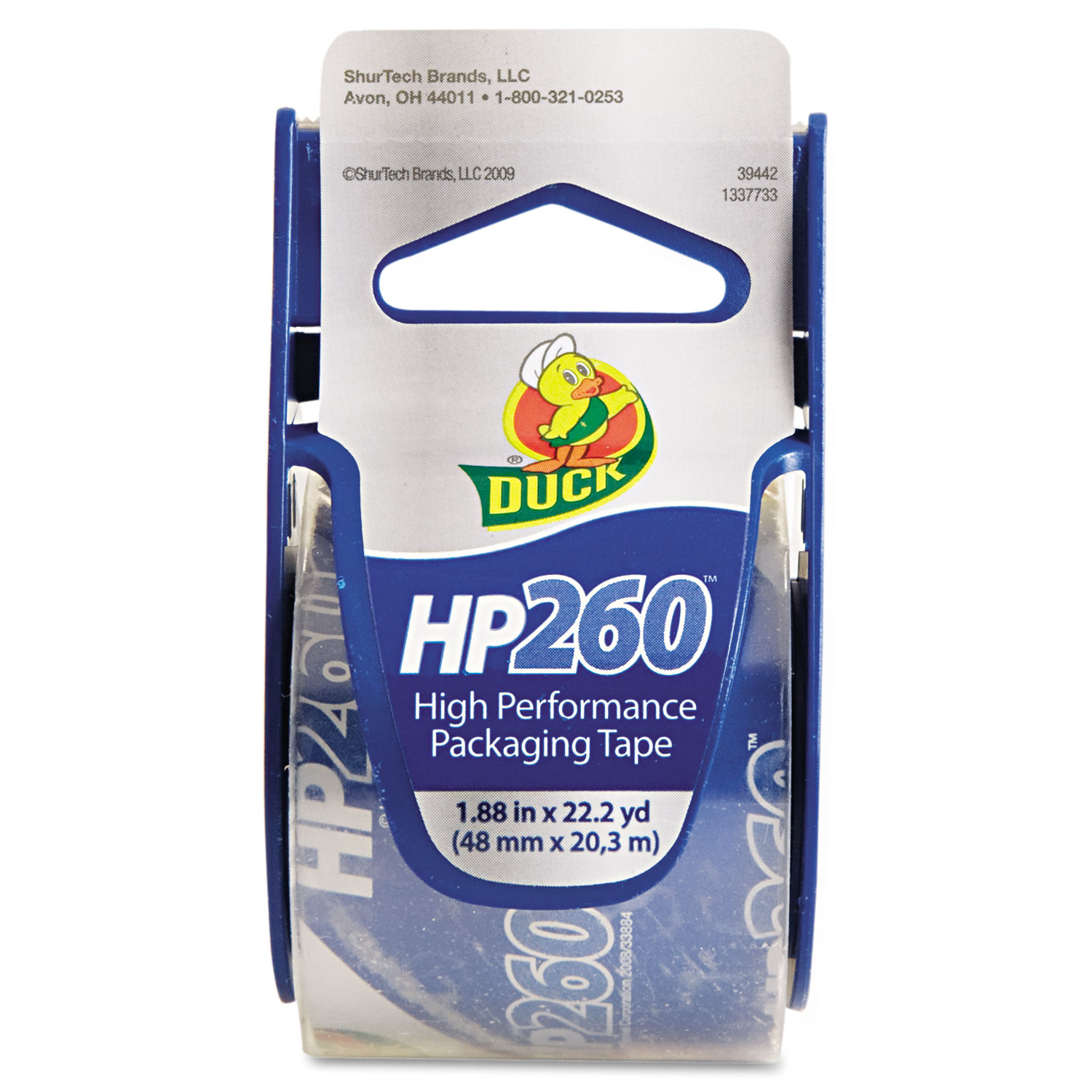 HP260 Packaging Tape w/Dispenser, 1.88 x 22.2yds, Clear