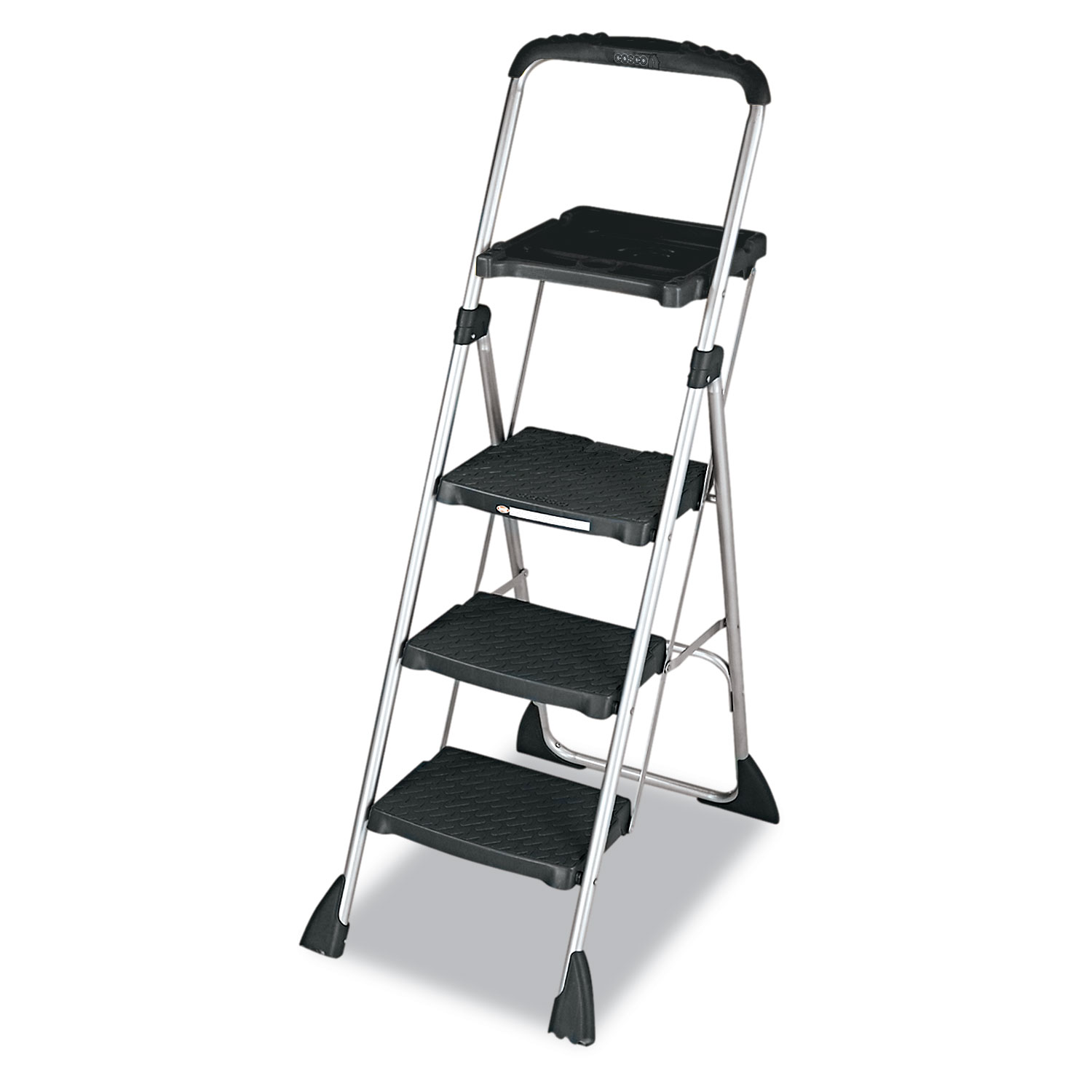 Max Work Steel Platform Ladder, 22w x 31d x 55h, 3-Step, Black