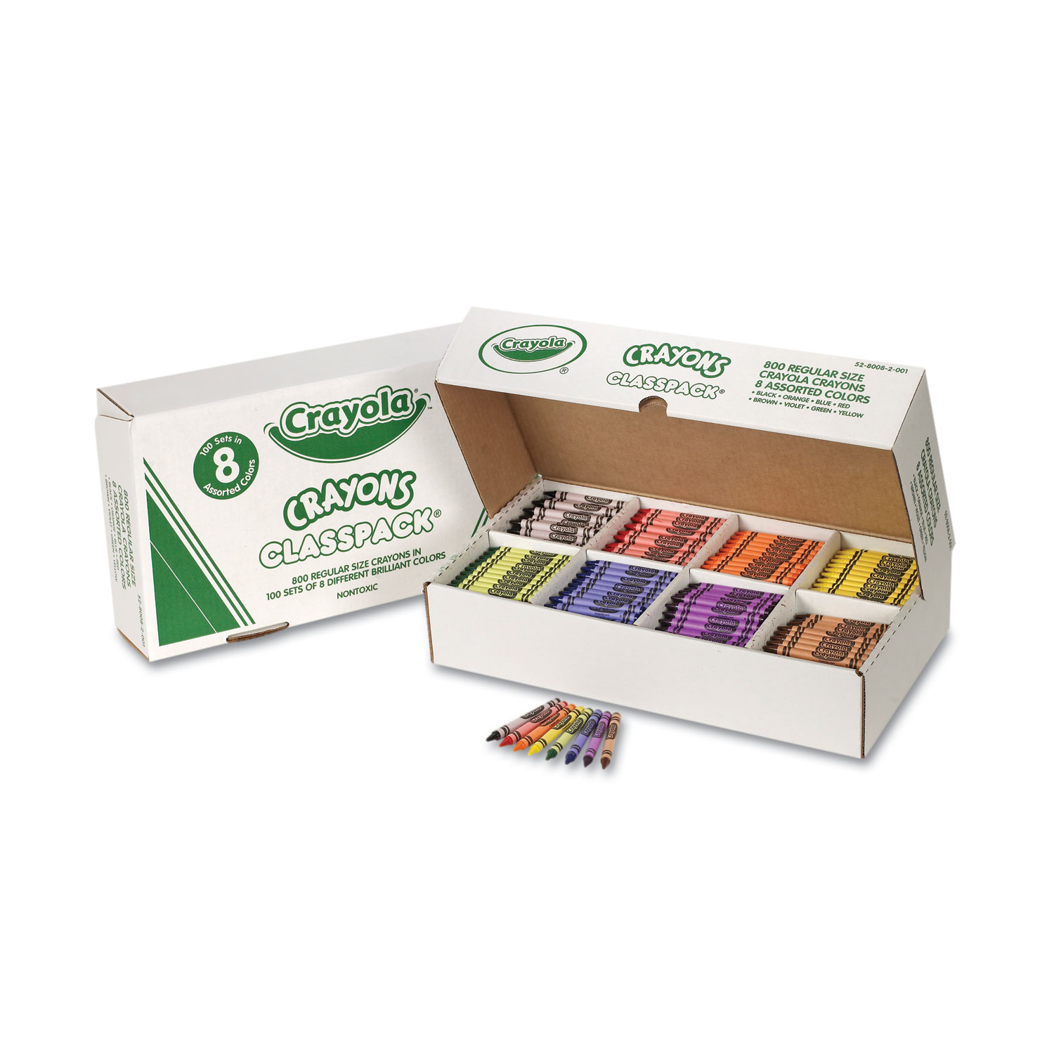  Crayola 528008 Classpack Regular Crayons, 8 Colors, 800/BX (CYO528008) 
