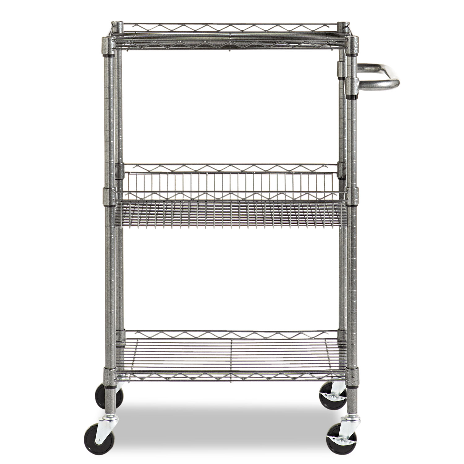Three-Tier Wire Rolling Cart, 28w x 16d x 39h, Black Anthracite