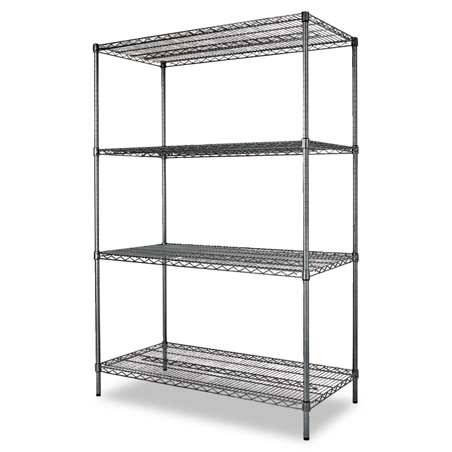 Wire Shelving Starter Kit, Four-Shelf, 48w x 24d x 72h, Black Anthracite