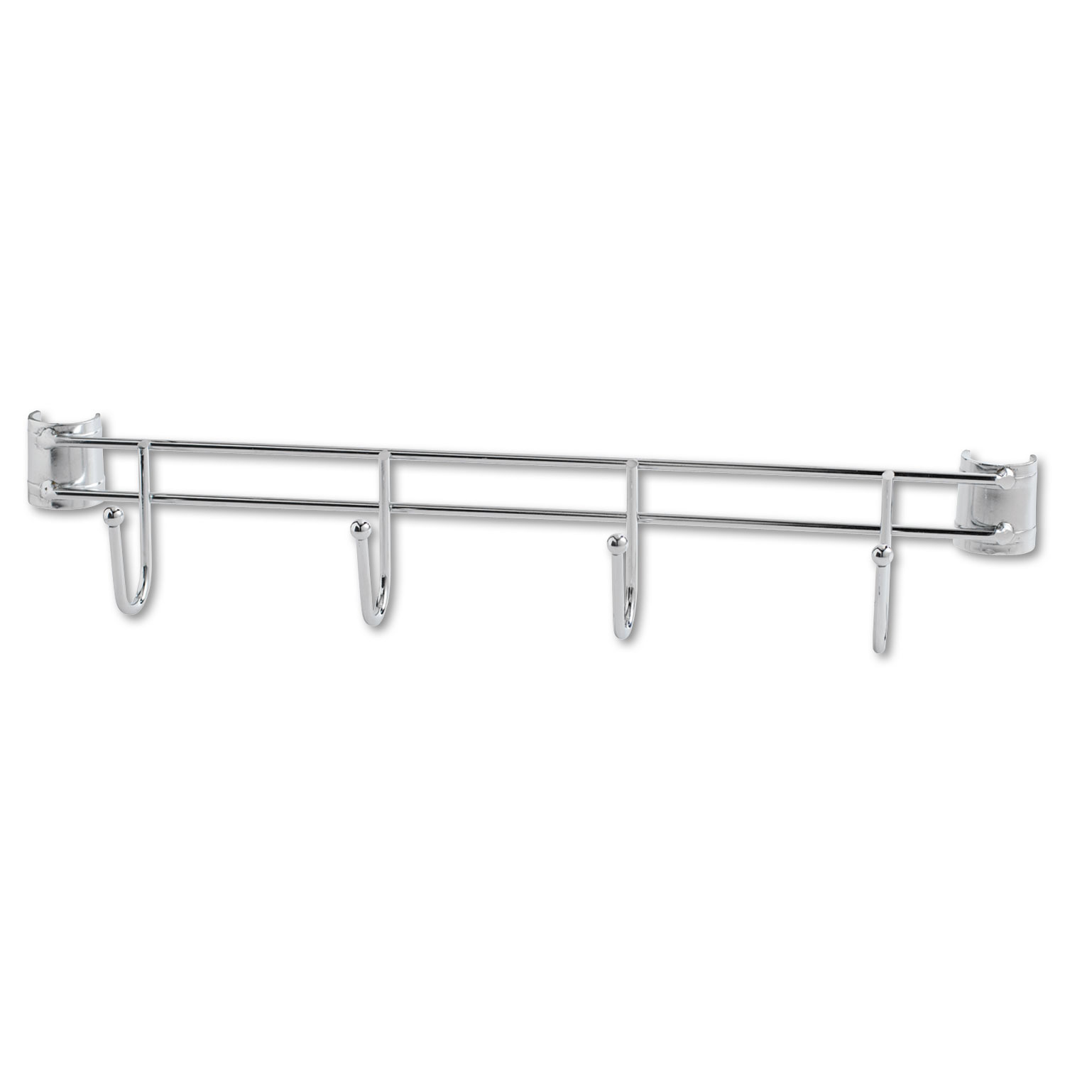 Hook Bars For Wire Shelving, Four Hooks, 18 Deep, Silver, 2 Bars/Pack