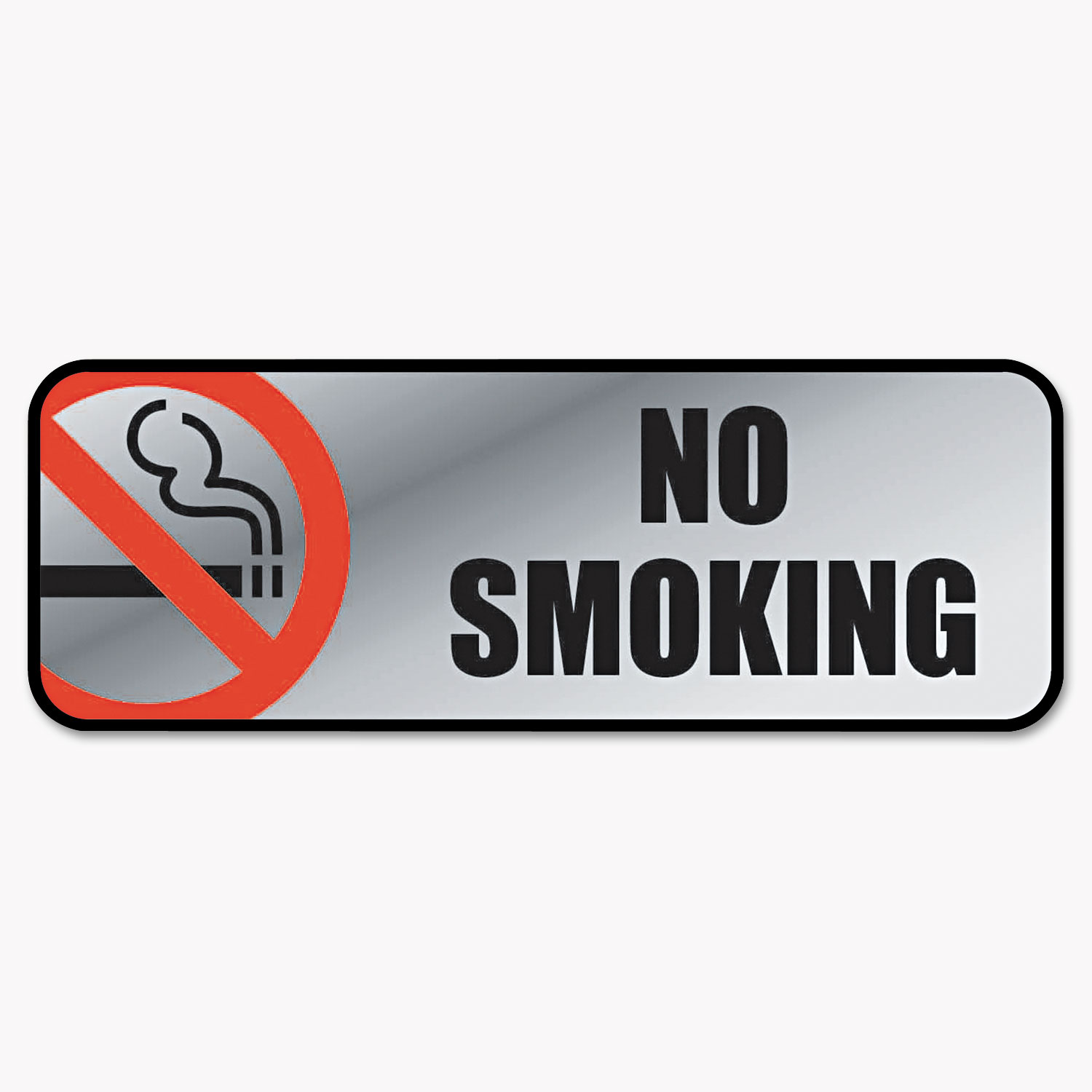  COSCO 098207 Brush Metal Office Sign, No Smoking, 9 x 3, Silver/Red (COS098207) 