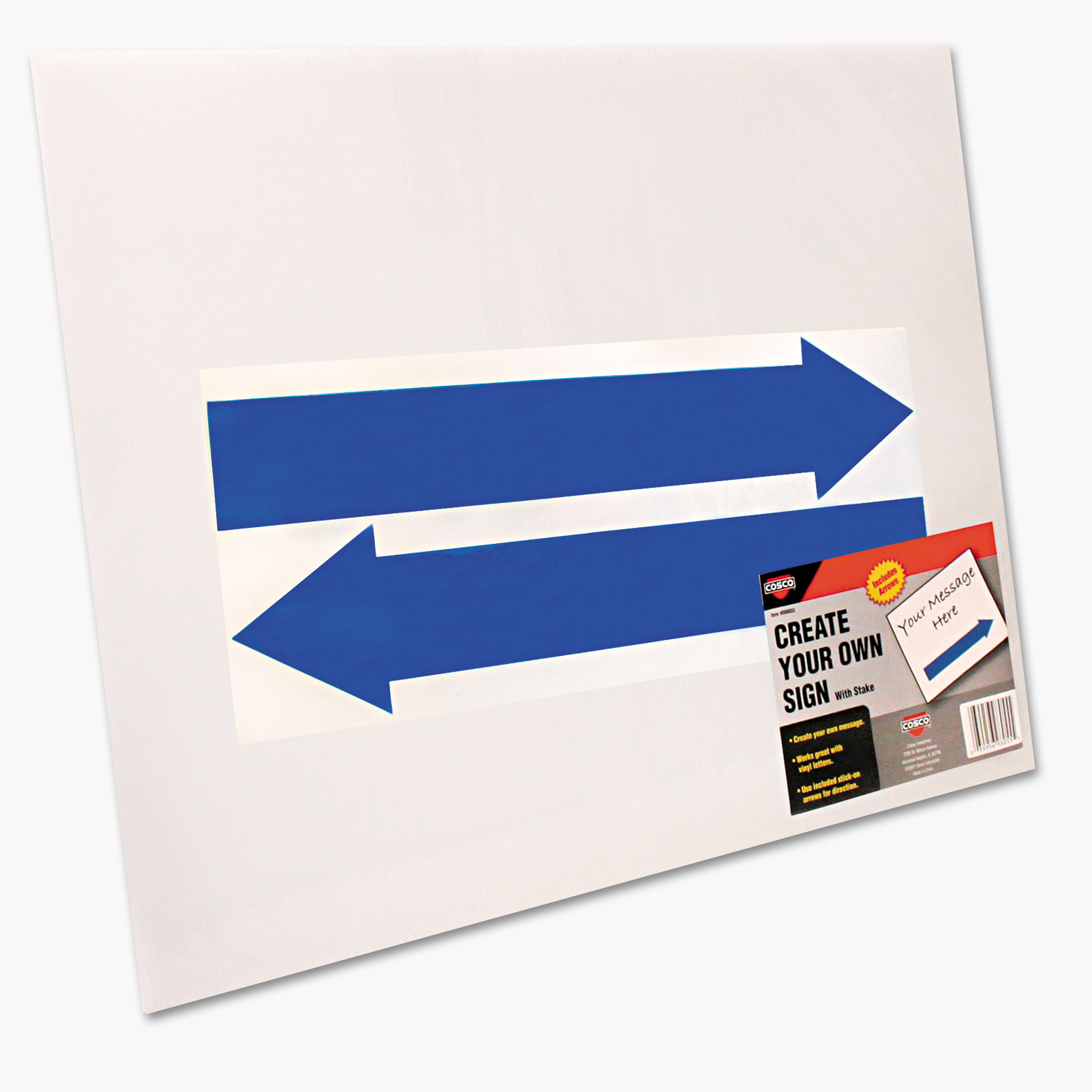  COSCO 098055 Stake Sign, Blank White, Includes Directional Arrows,  15 x 19 (COS098055) 
