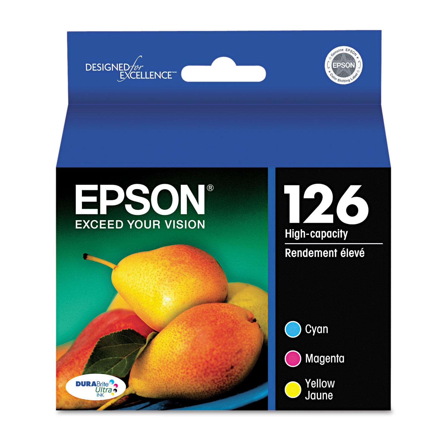  Epson T126520-S T126520S (126) DURABrite Ultra High-Yield Ink, Cyan/Magenta/Yellow, 3/PK (EPST126520S) 