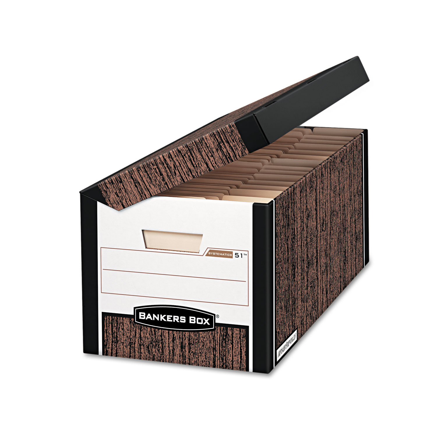  Bankers Box 00052 SYSTEMATIC Medium-Duty Strength Storage Boxes, Letter/Legal Files, Woodgrain, 12/Carton (FEL00052) 