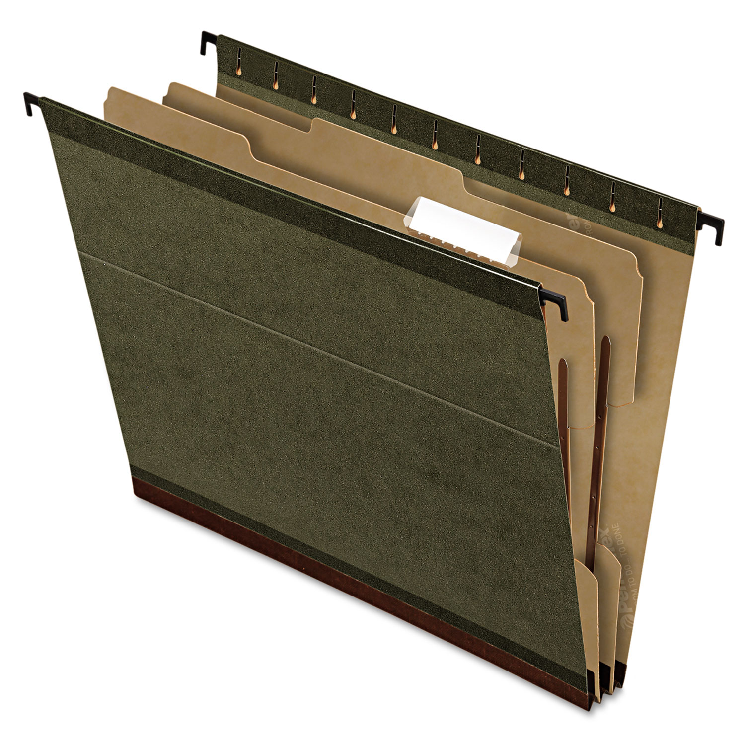 SureHook Reinforced Hanging Folder, 1 Divider, Letter, 1/5 Tab, Green, 10/Box