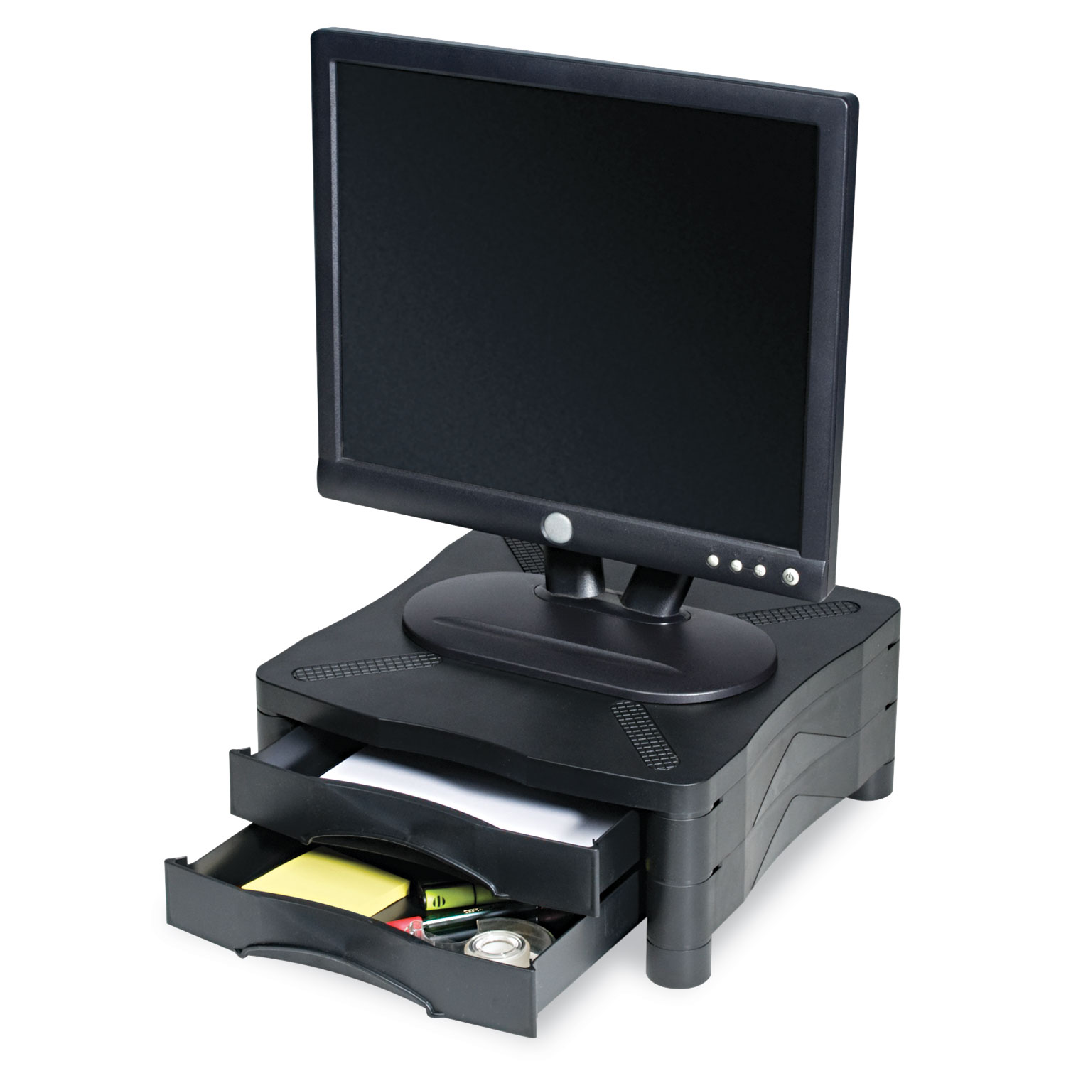  Kelly Computer Supply KCS10369 Adjustable Monitor Stand w/Double Storage Drawer, 13 x 13-1/2 x 4-3/4 to 5-3/4 (KCS10369) 