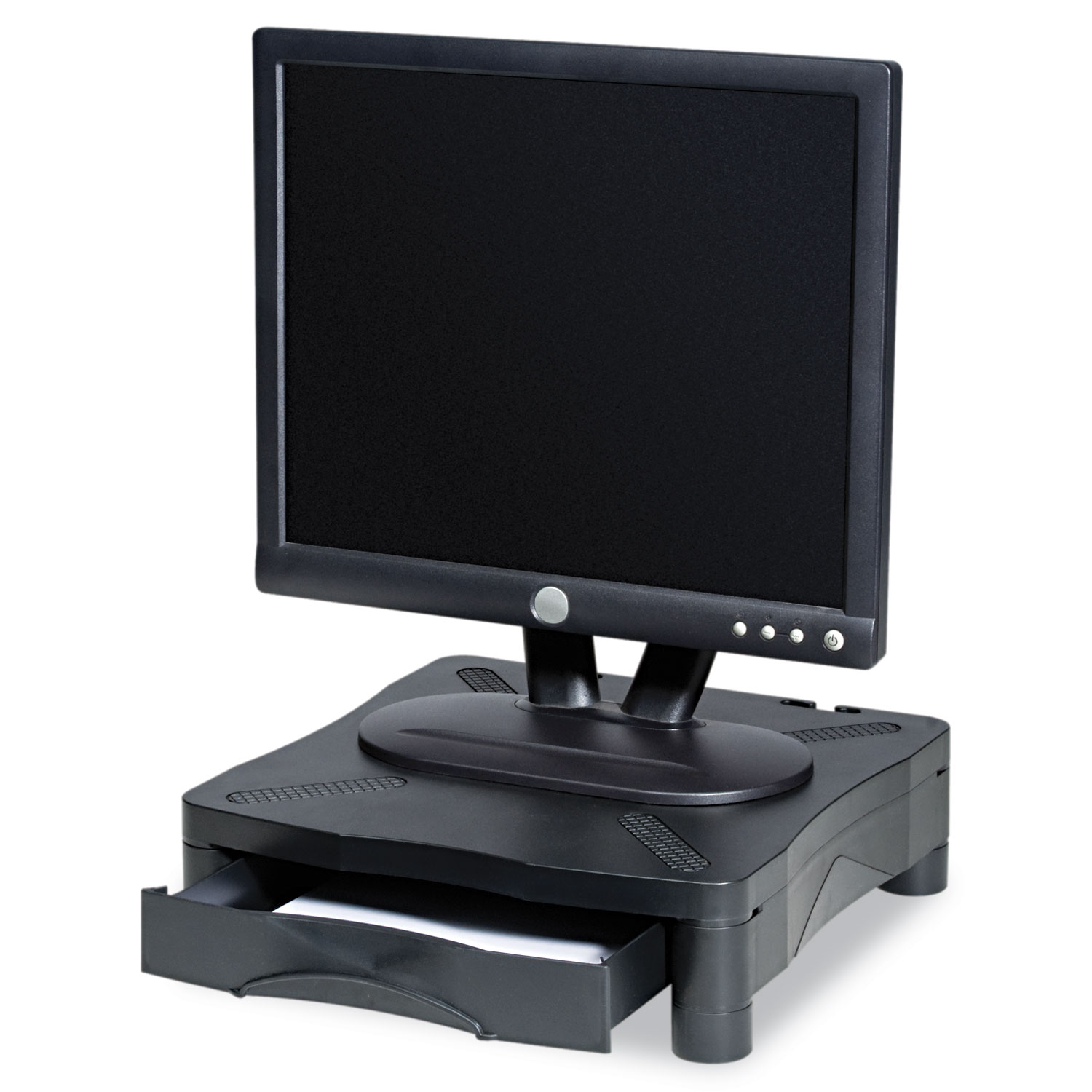 Adjustable Monitor Stand w/Single Storage Drawer, 13-1/4 x 13-1/2 x 2-3/4 to 4