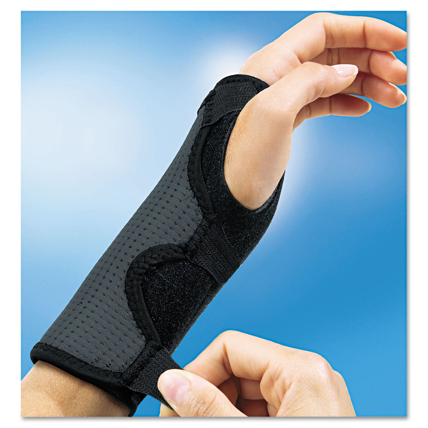 Adjustable Reversible Splint Wrist Brace, Fits Wrists 5 1/2- 8 1/2, Black