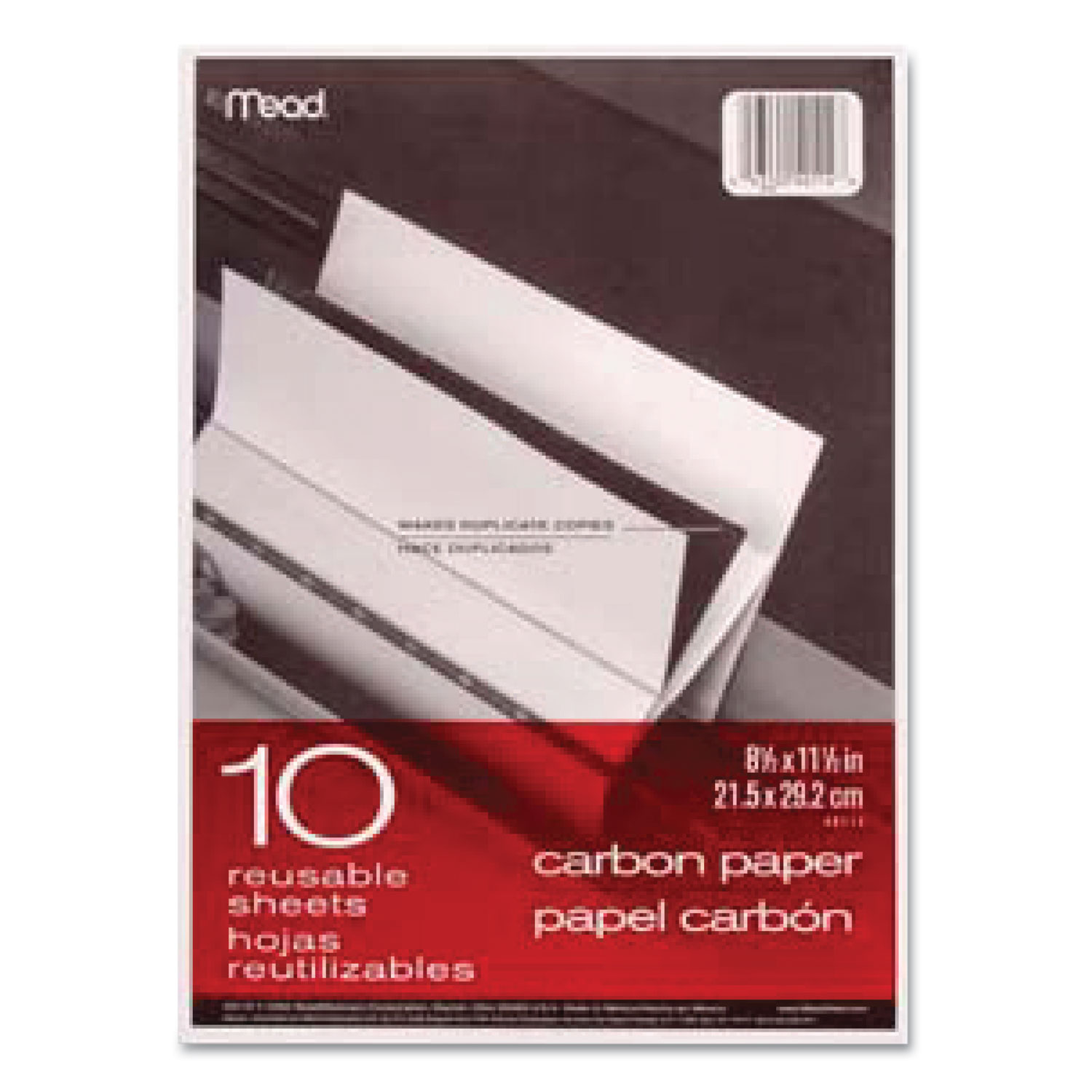  Mead 40114 Carbon Paper, 1-Part, 8.5 x 11, Black Carbon, 10/Pack (MEA40114) 