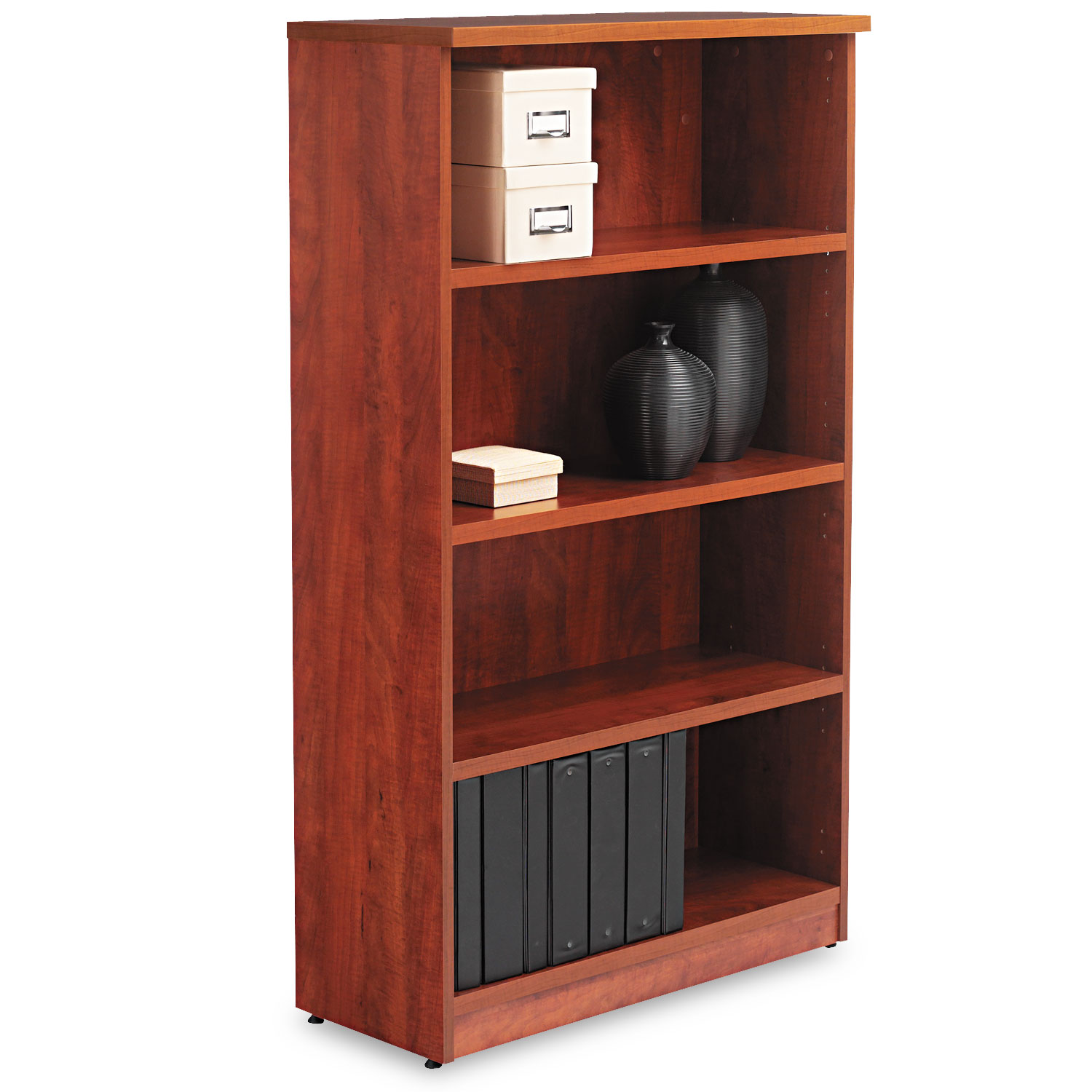  Alera ALEVA635632MC Alera Valencia Series Bookcase, Four-Shelf, 31 3/4w x 14d x 54 7/8h, Medium Cherry (ALEVA635632MC) 