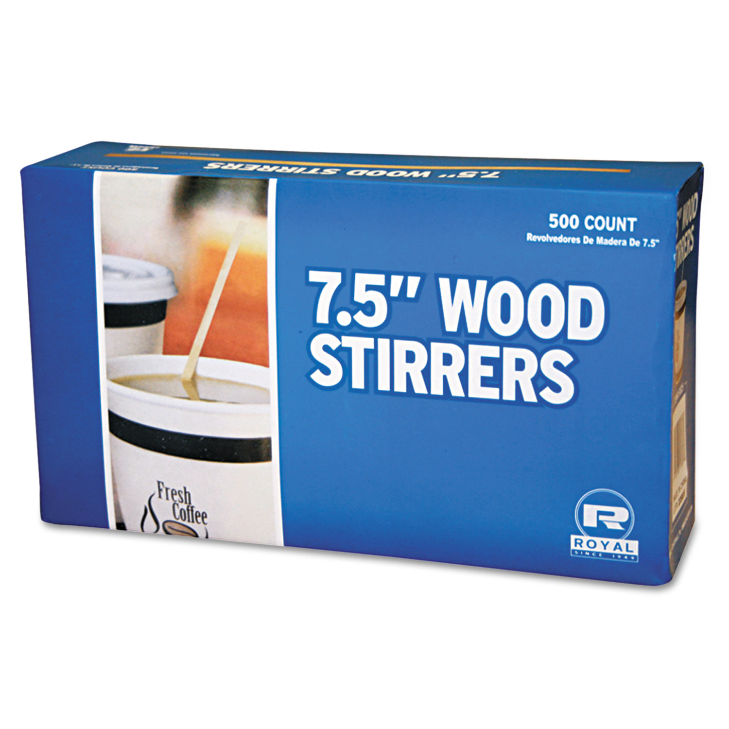 Wood Coffee Stirrers, 7 1/2" Long, Woodgrain, 500 Stirrers/Box, 10 Boxes/Carton