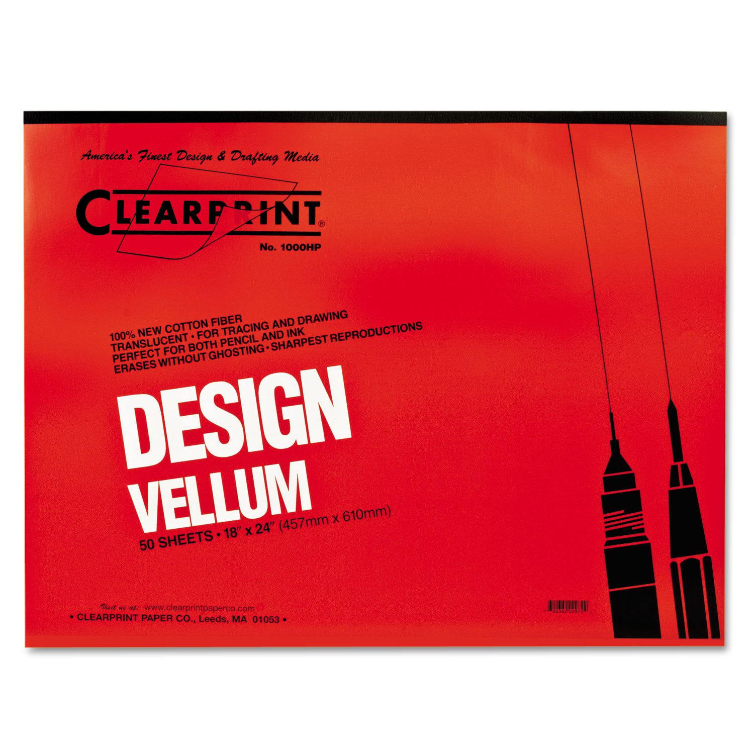 Design Vellum Paper, 16lb, 18 x 24, Translucent White, 50/Pad