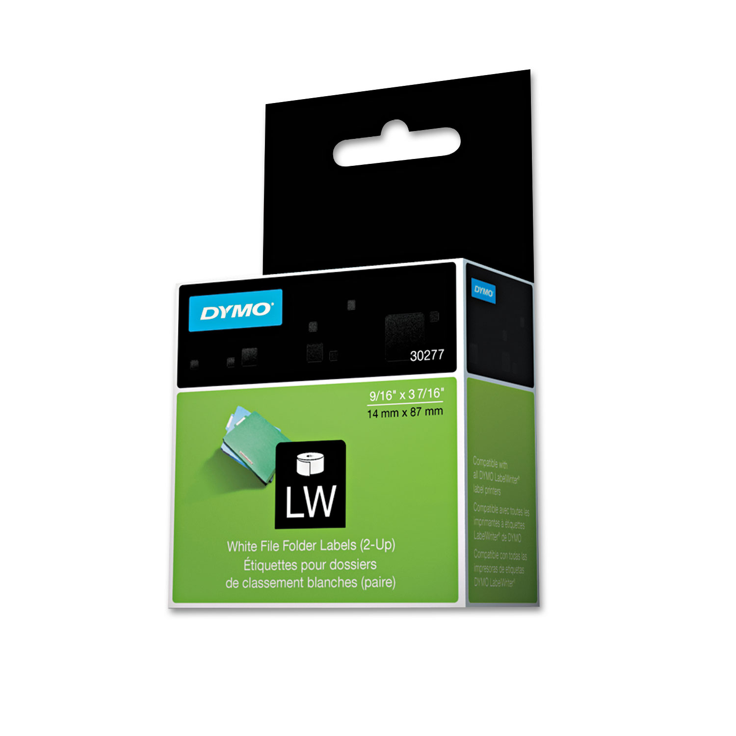  DYMO 30277 LabelWriter 2-Up File Folder Labels, 0.56 x 3.43, White, 260 Labels/Roll (DYM30277) 