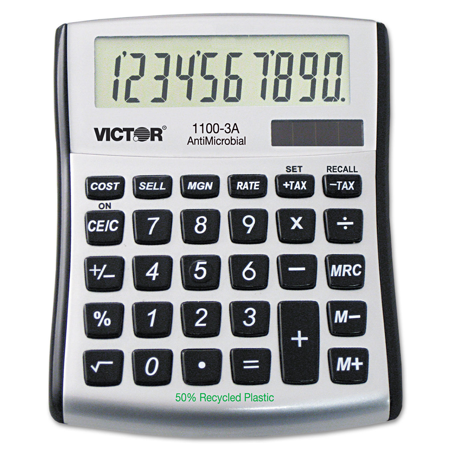 Victor 1100-3A 1100-3A Antimicrobial Compact Desktop Calculator, 10-Digit LCD (VCT11003A) 
