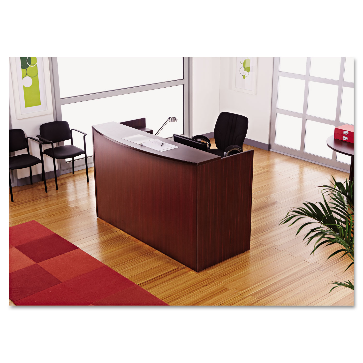 alera valencia series reception desk with transaction counter